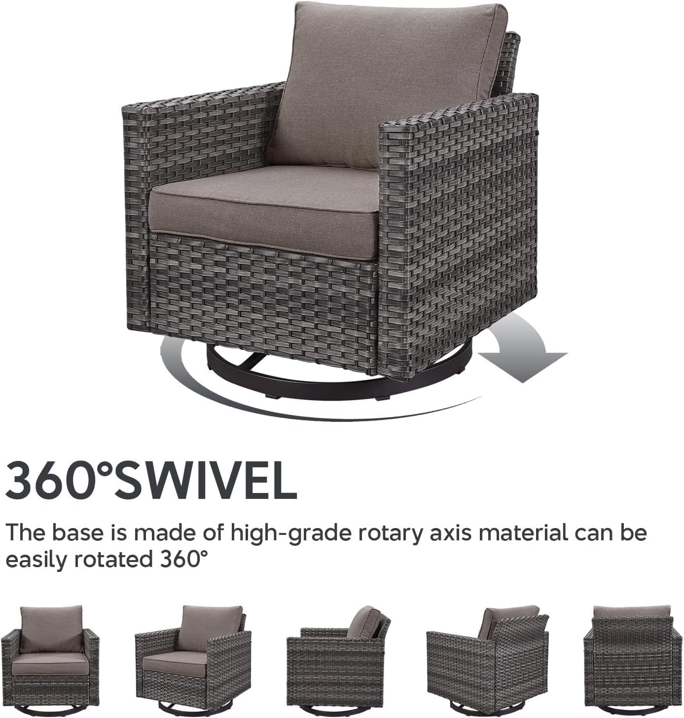 Patio Furniture 5 Piece Outdoor Sofa Set, Oversize Outdoor Dining Chairs with Rattan Ottomans, Conversation Sets Patio Furniture Come with Removable Washable