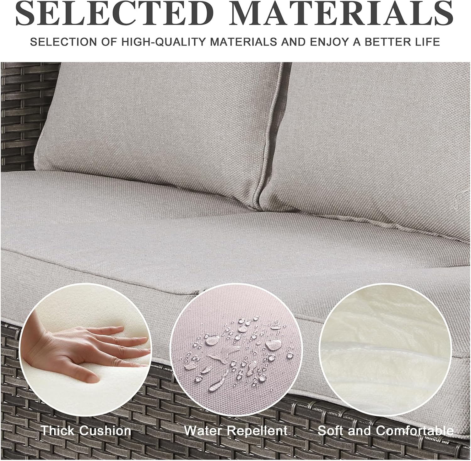 Patio Furniture 5 Piece Outdoor Sofa Set, Oversize Outdoor Dining Chairs with Rattan Ottomans, Conversation Sets Patio Furniture Come with Removable Washable