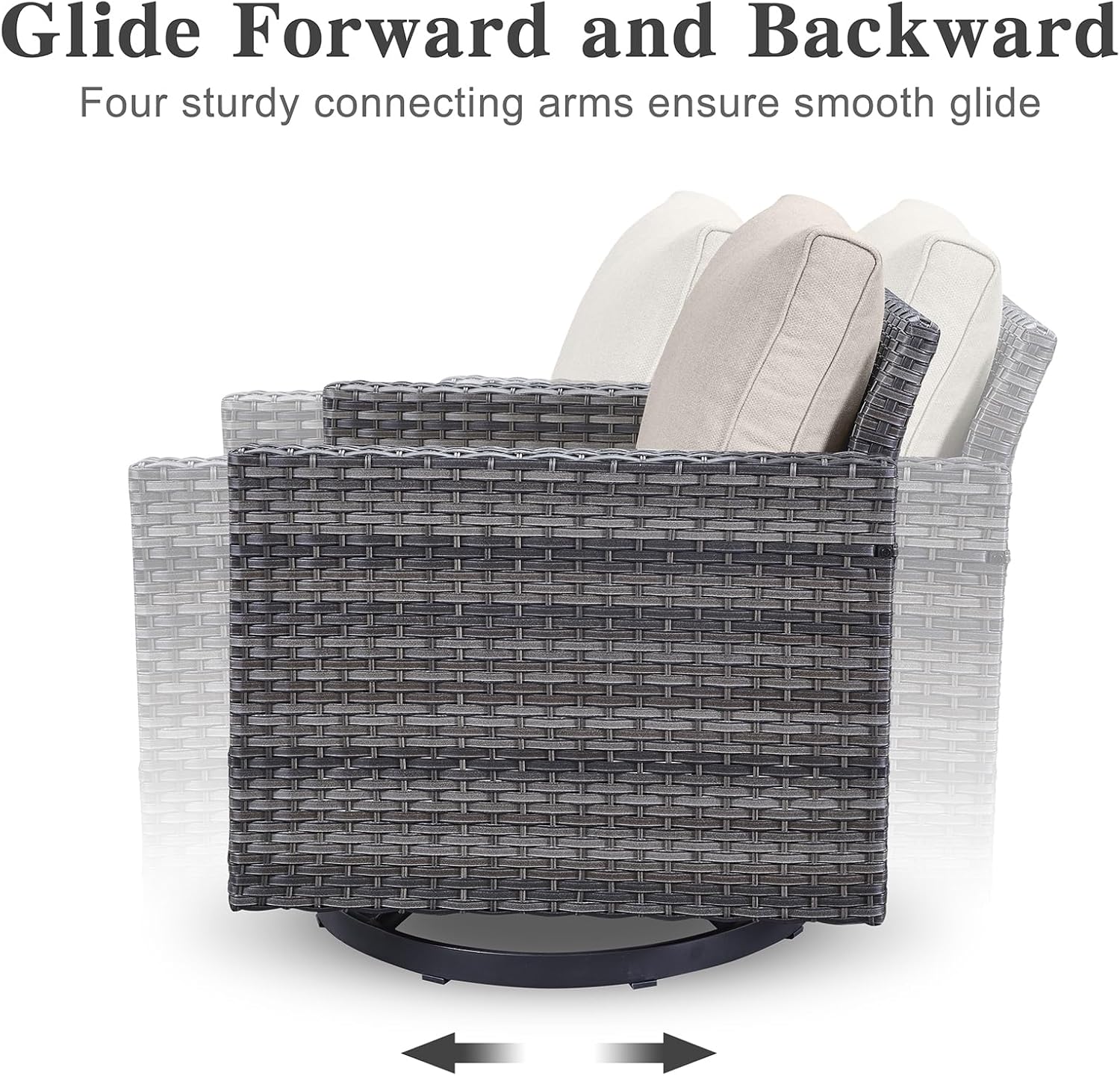 Patio Furniture 5 Piece Outdoor Sofa Set, Oversize Outdoor Dining Chairs with Rattan Ottomans, Conversation Sets Patio Furniture Come with Removable Washable