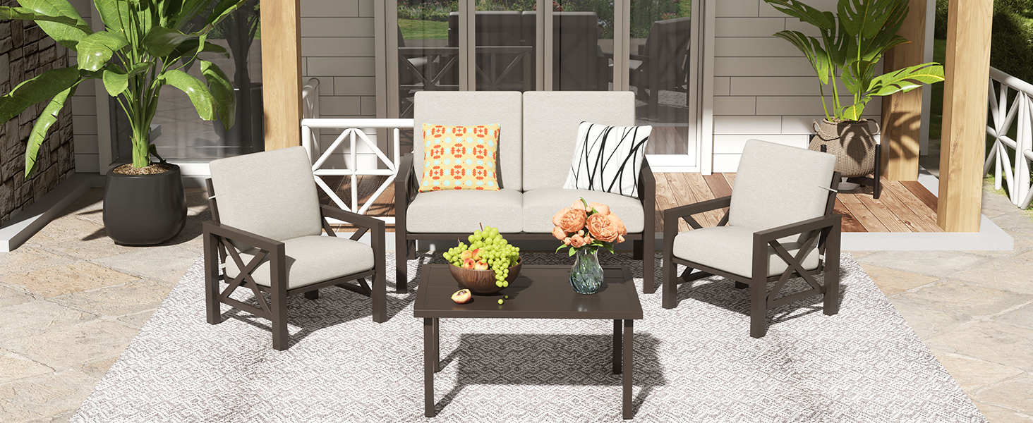 Metal Couch Outdoor Patio Furniture Sofa