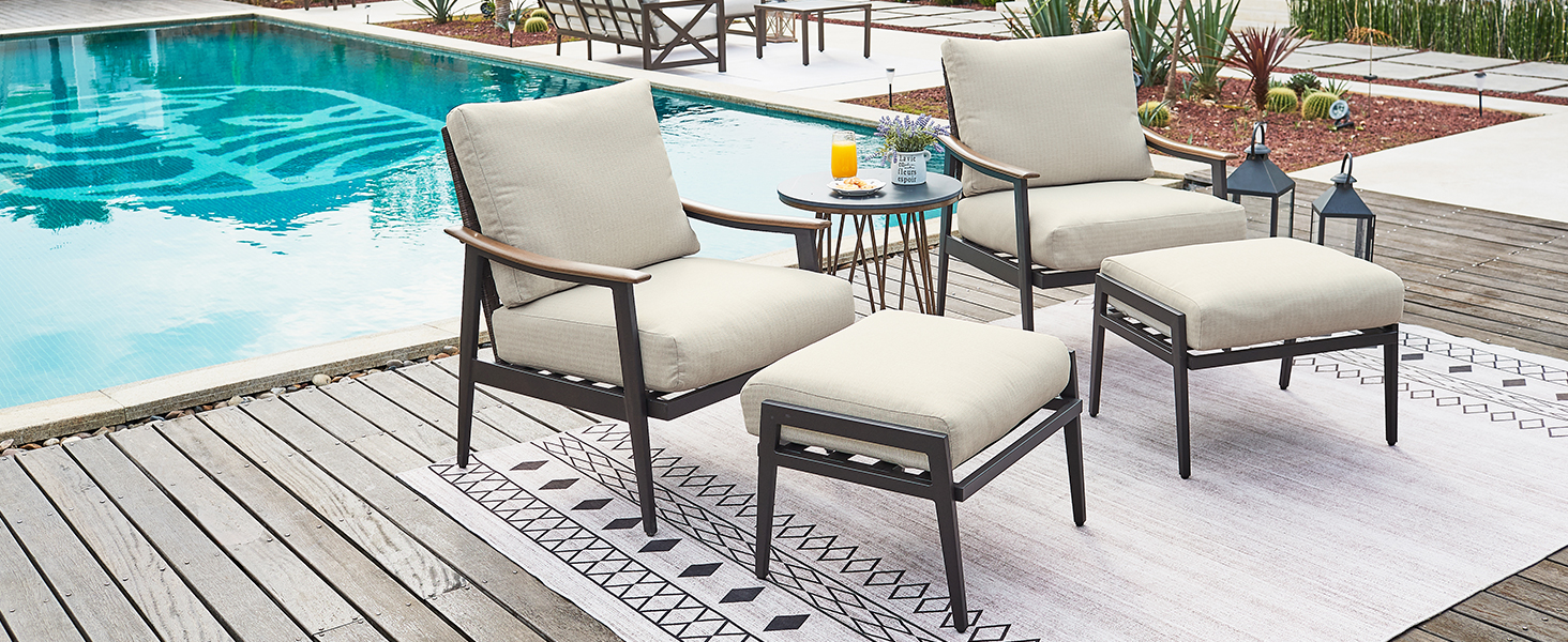 Patio sofa with ottoman