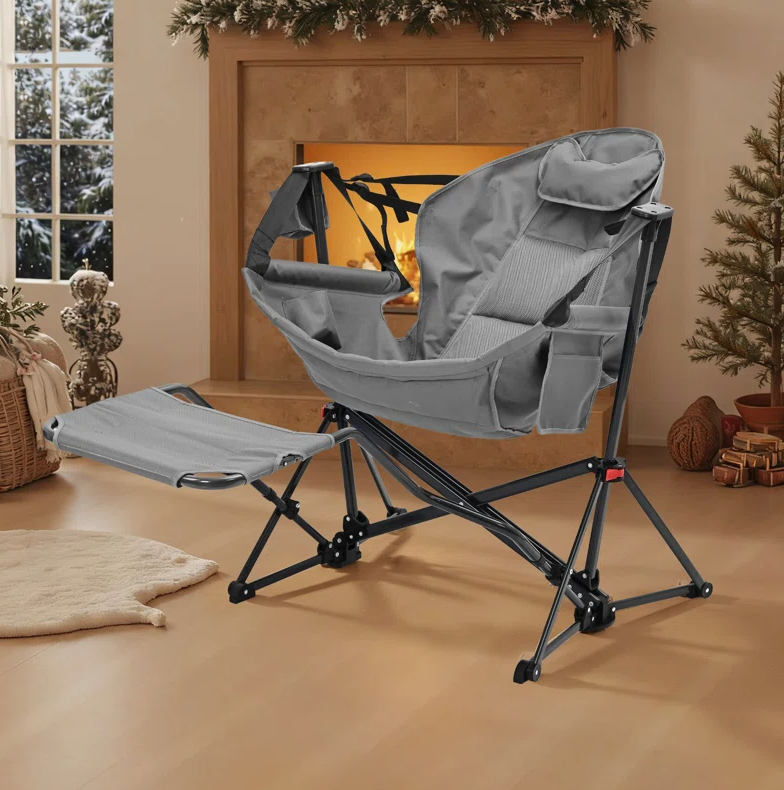 Hammock Camping Chair with Detachable Footrest and Storage Bag