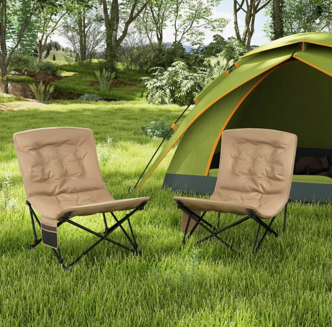 2 PCS Portable Folding Camping Chair with 500 LBS Support Side Pocket and Carry Bag