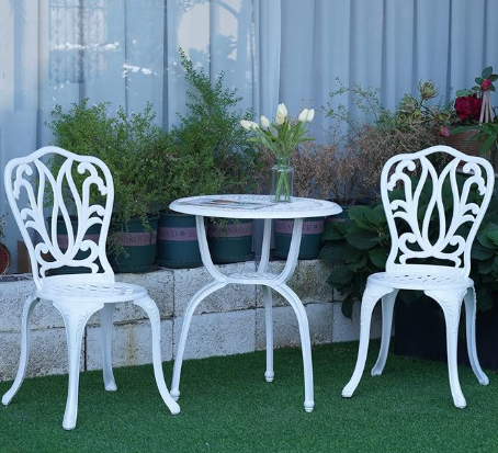 JARDIN DE CENTENNIAL 3-Piece Patio Bistro Furniture Set Cast-Aluminum Bistro Table Set for Lawn,Garden,Backyard