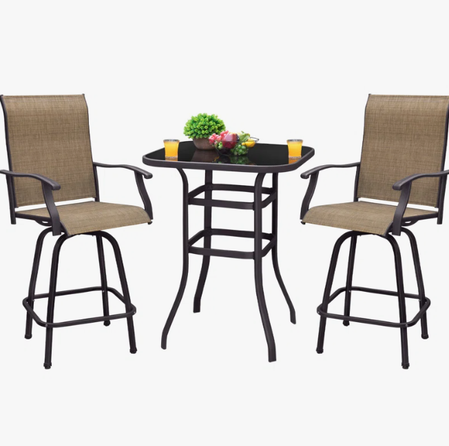 2 - Person Metal Patio Dining Set with Square Table