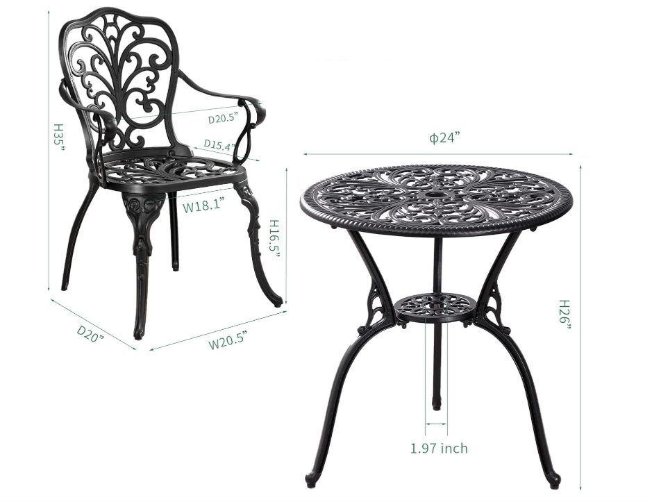 Bistro Set 3 Piece Outdoor