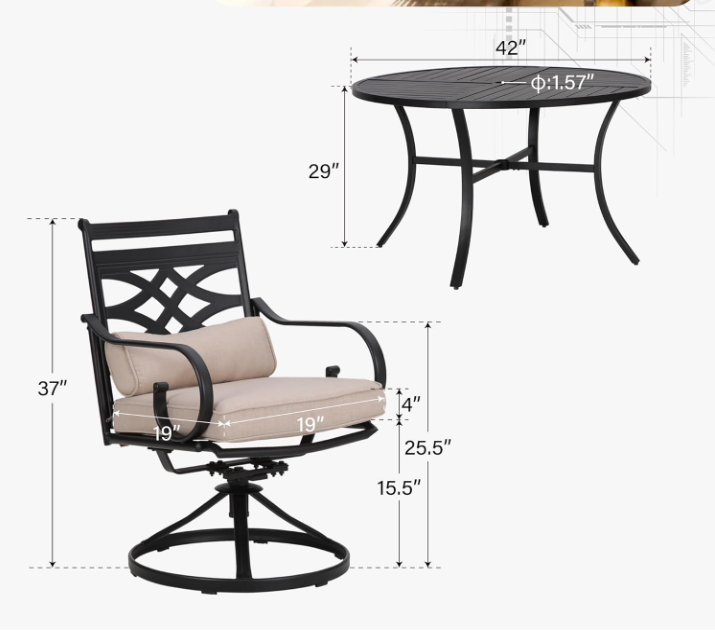 Patio Dining Set for 4