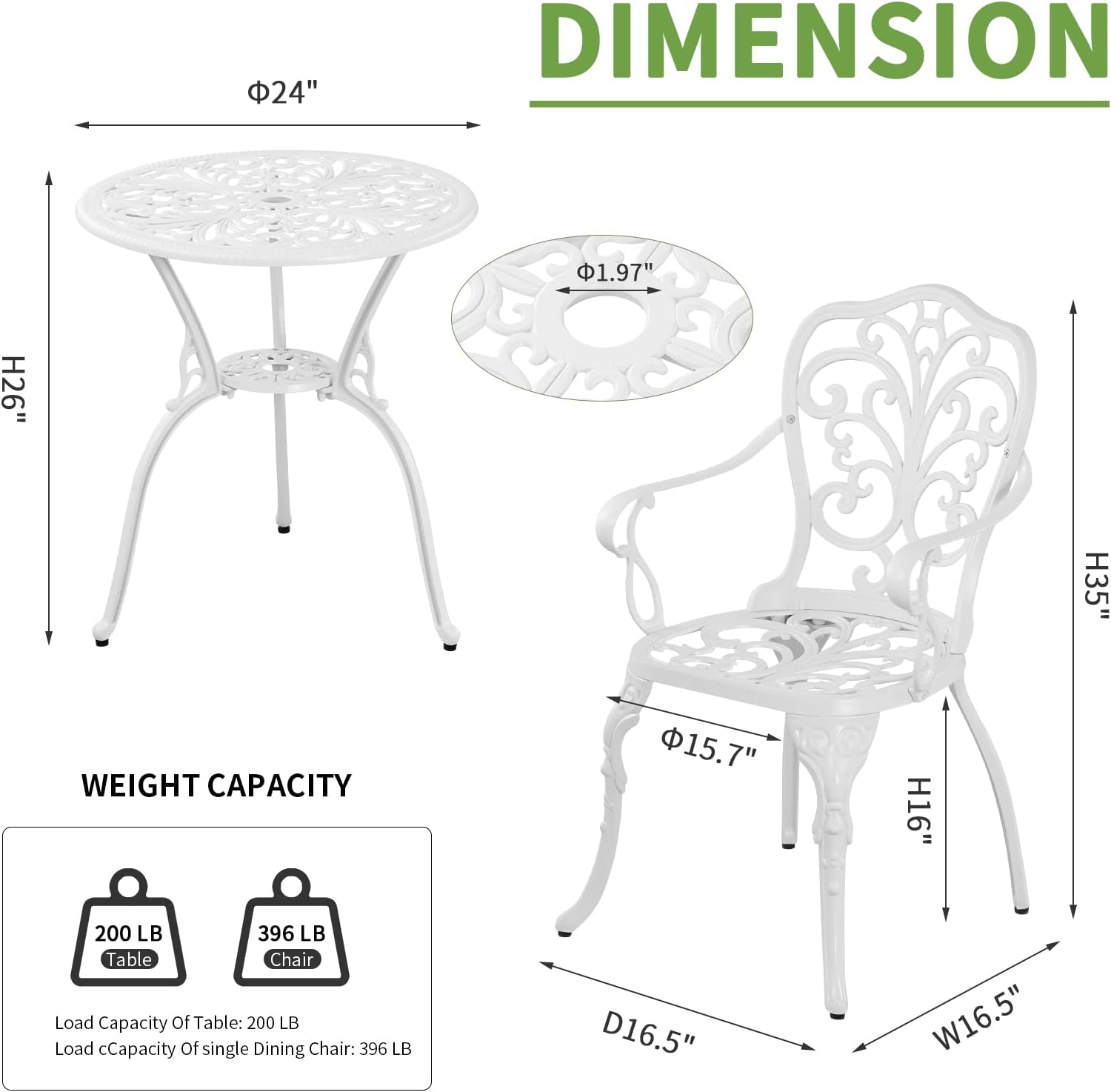 3 Piece Outdoor Bistro Table Set