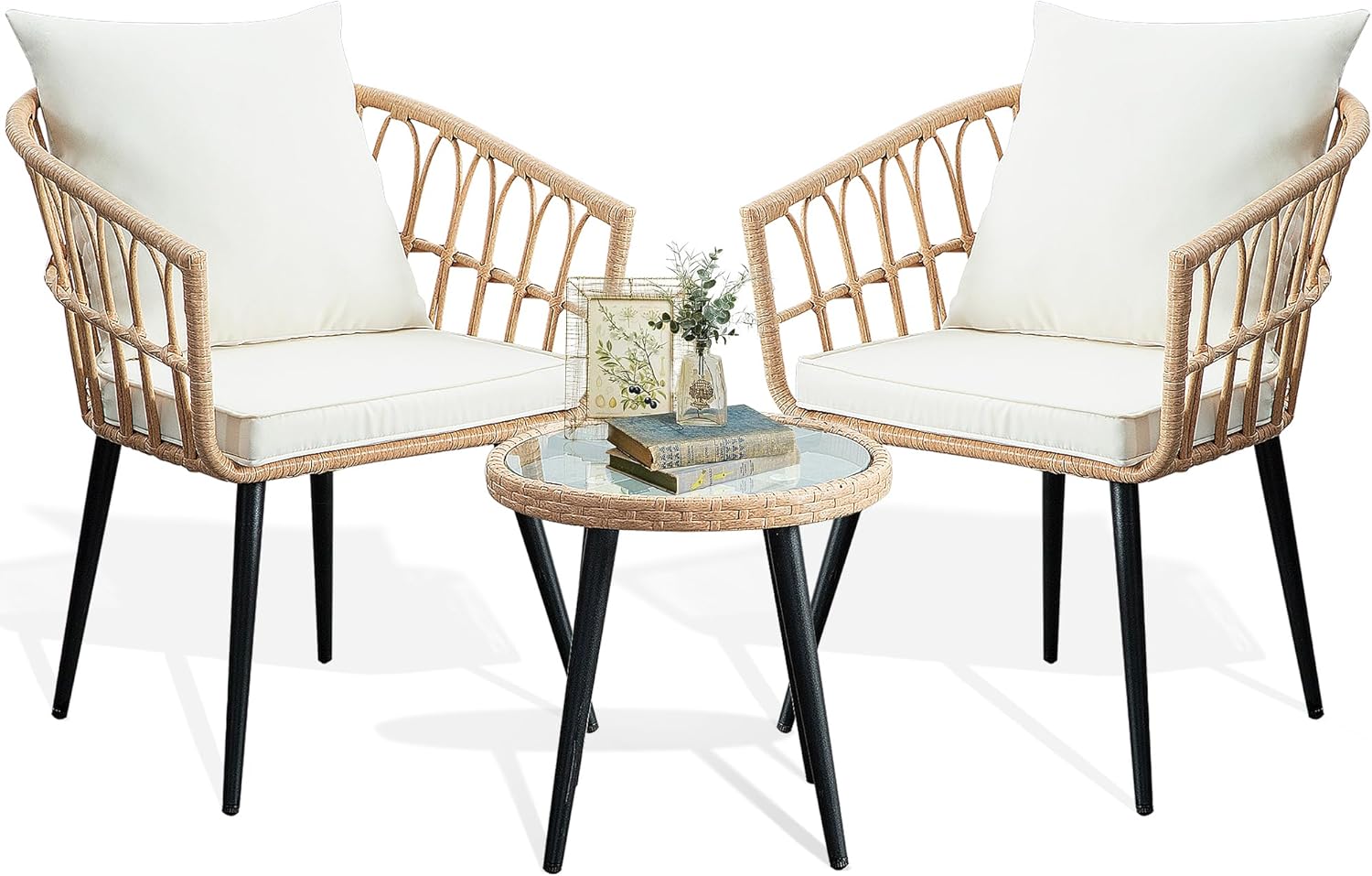 Rattan Seating Group Dining Set with Cushions