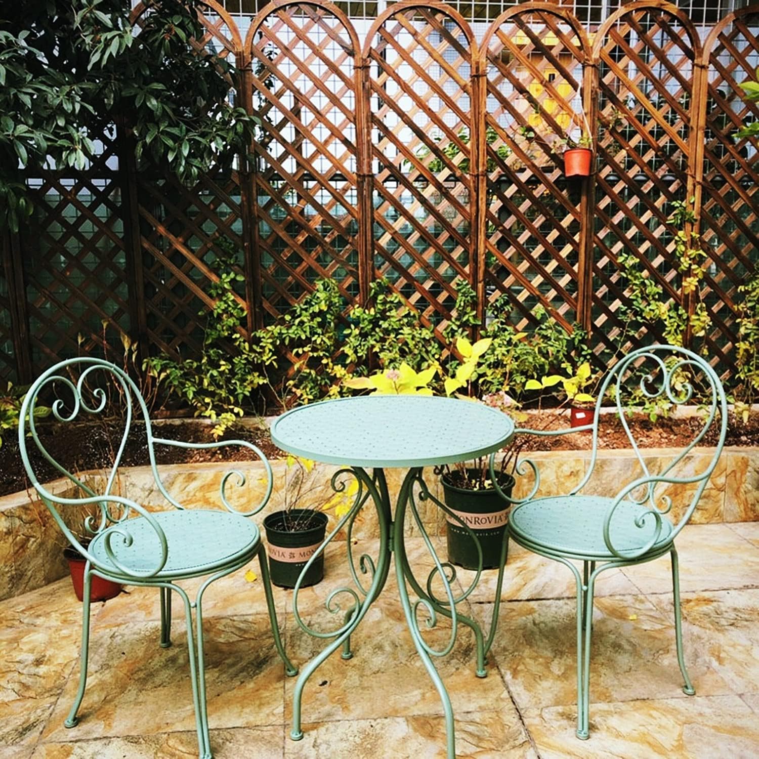 Dining Table Set with Iron Chairs 