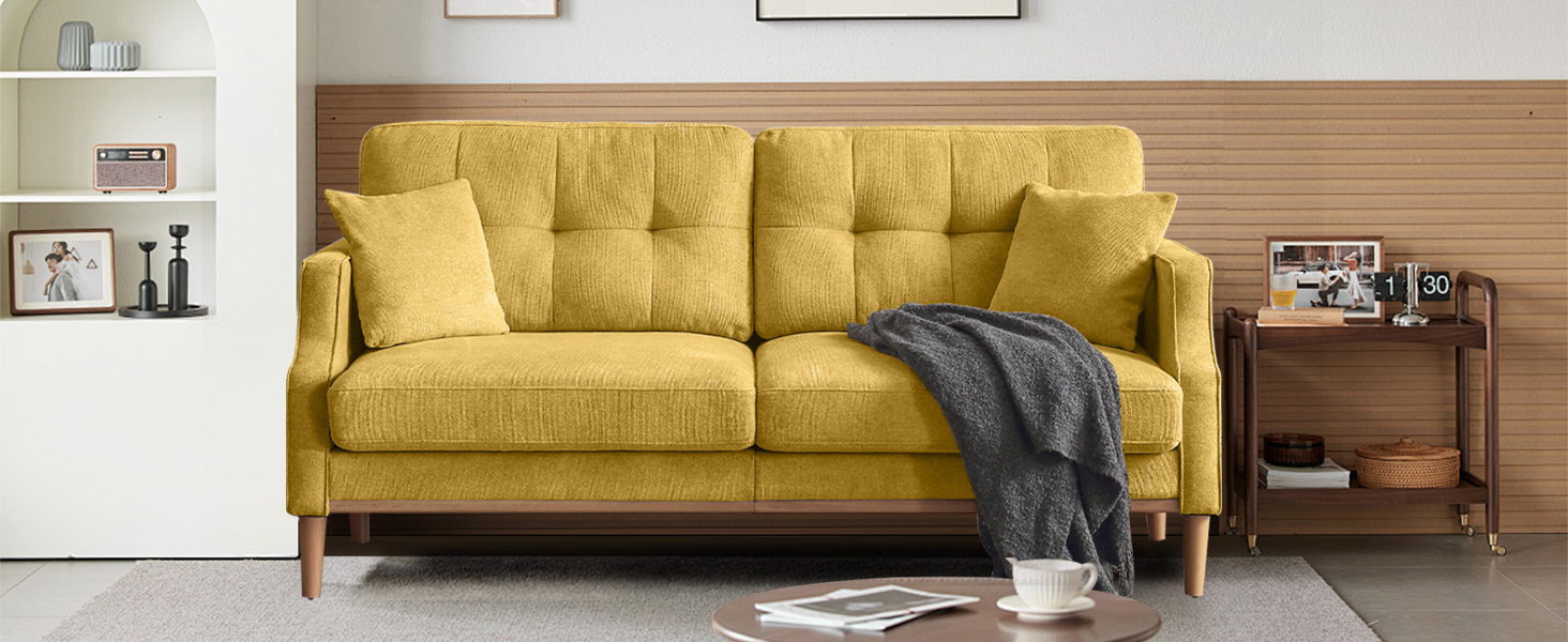 yellow loveseat sofa