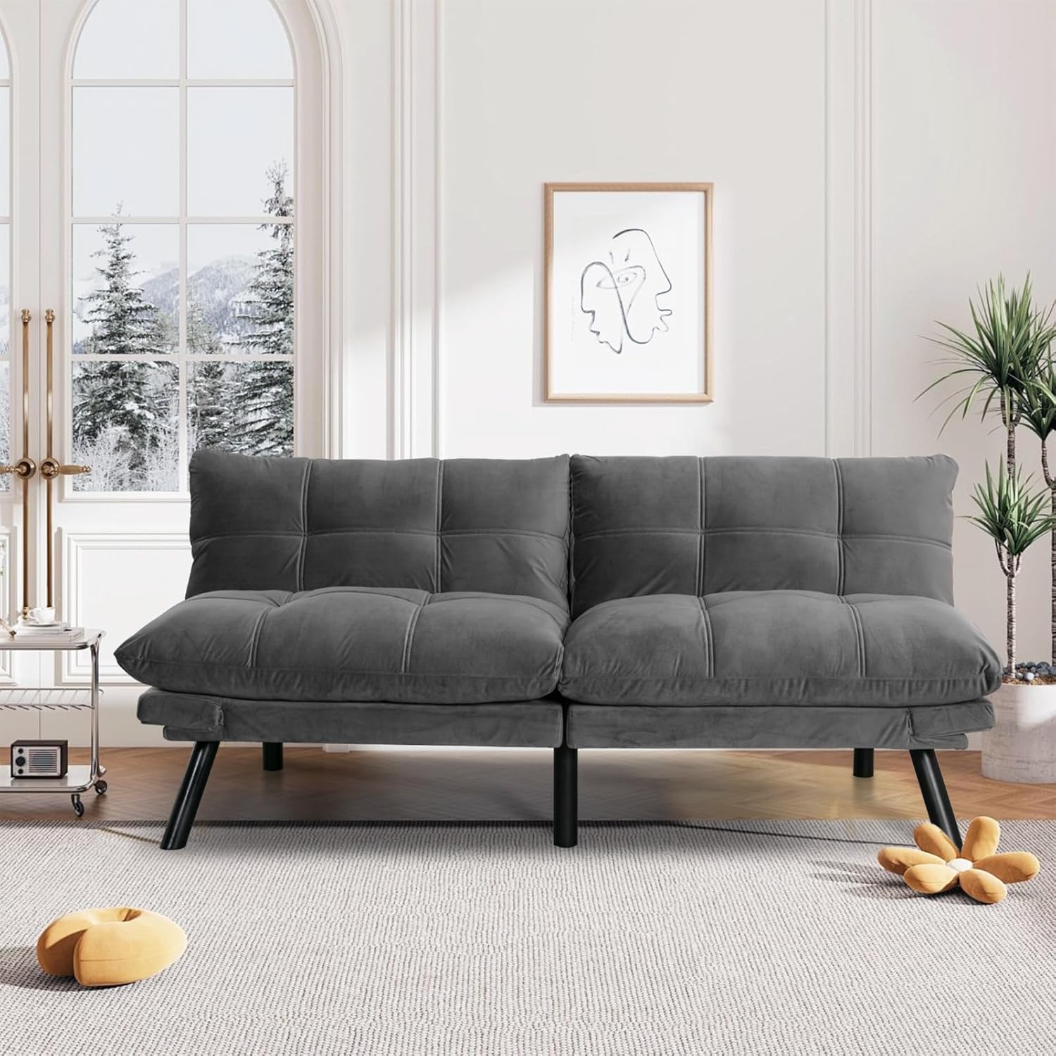 Sofa Modern Decor Comfy Love Seat Couches with USB Port and Pillow for Living Room, Bedroom, Apartment(Dark Blue)