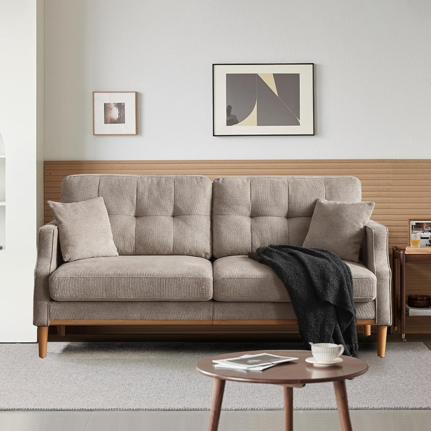 Sofa Modern Decor Comfy Love Seat Couches with USB Port and Pillow for Living Room, Bedroom, Apartment(Dark Blue)