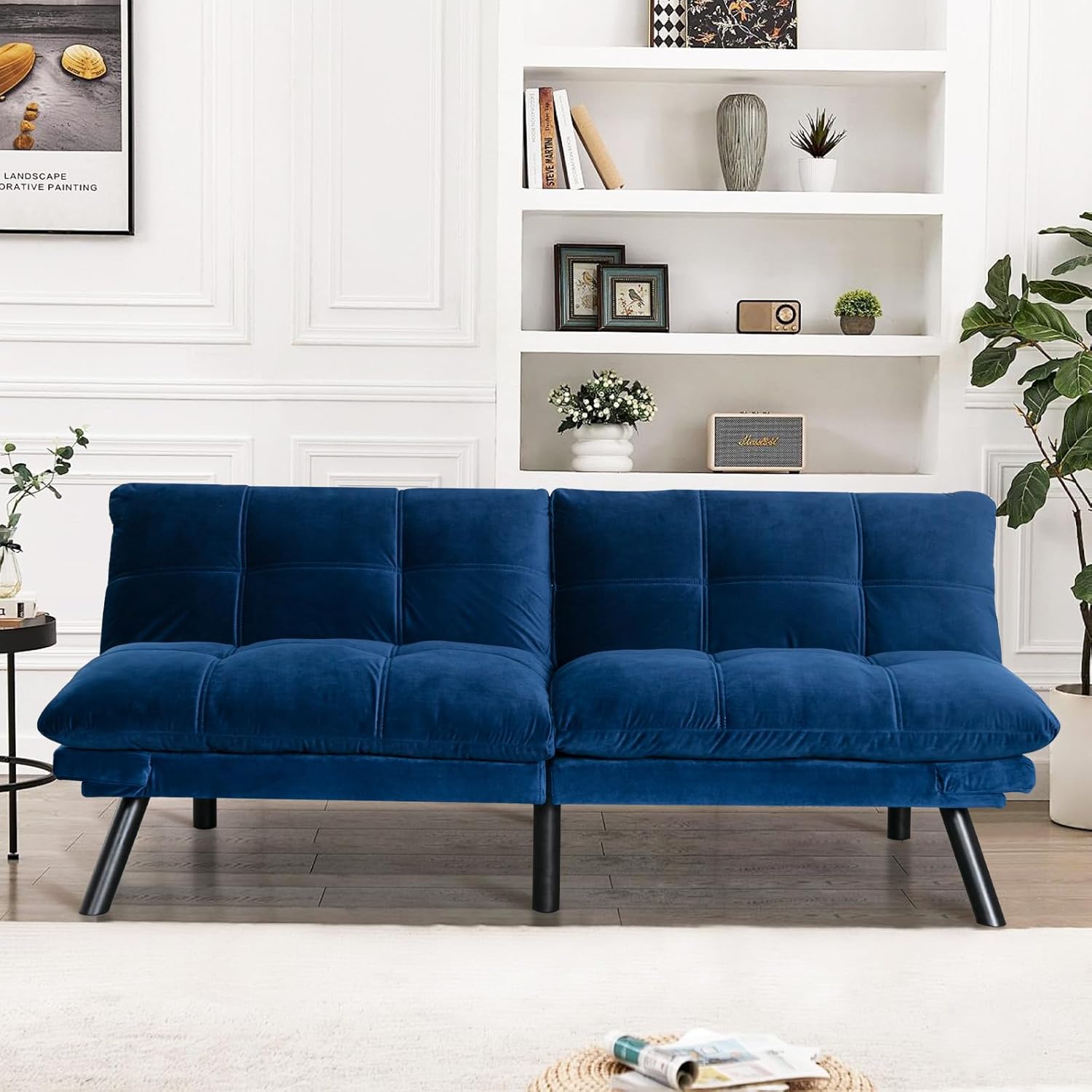 Sofa Modern Decor Comfy Love Seat Couches with USB Port and Pillow for Living Room, Bedroom, Apartment(Dark Blue)