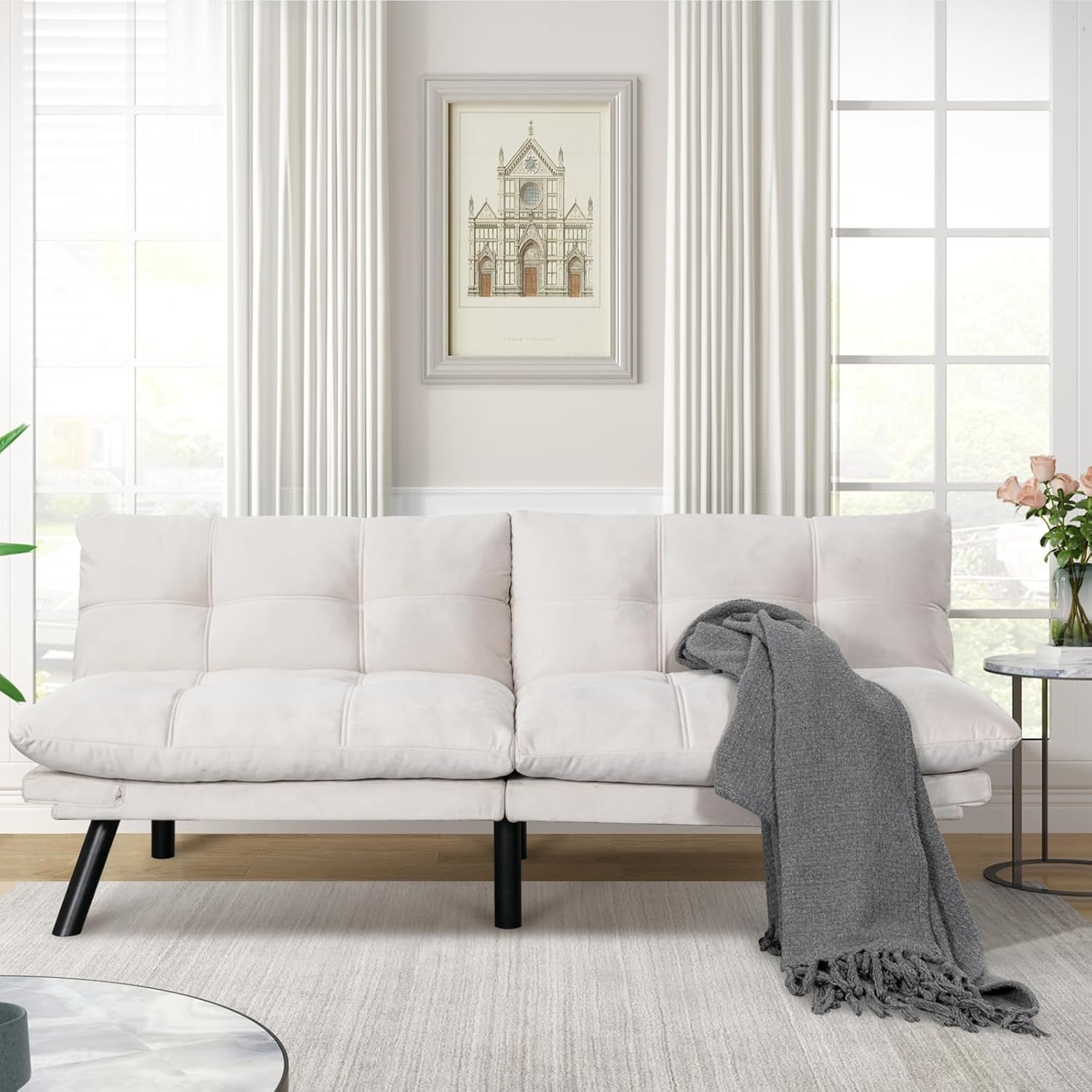 Sofa Modern Decor Comfy Love Seat Couches with USB Port and Pillow for Living Room, Bedroom, Apartment(Dark Blue)