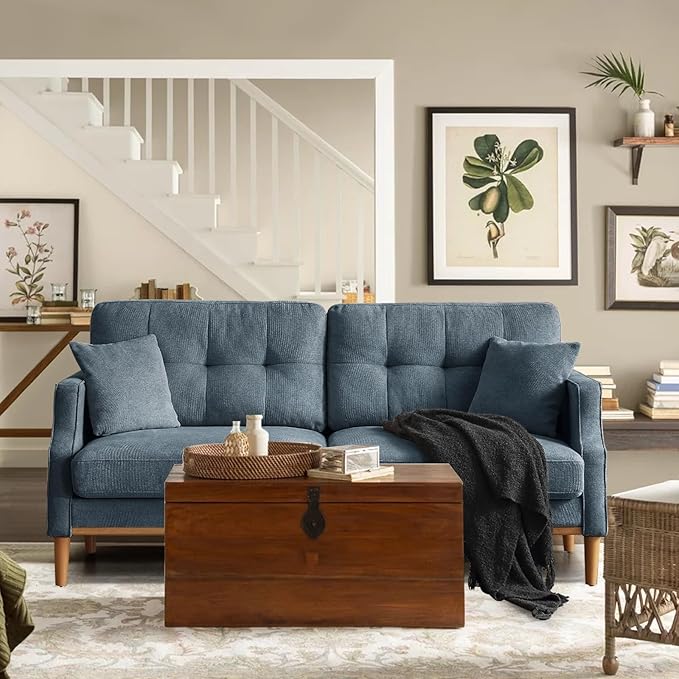 Sofa Modern Decor Comfy Love Seat Couches with USB Port and Pillow for Living Room, Bedroom, Apartment(Dark Blue)