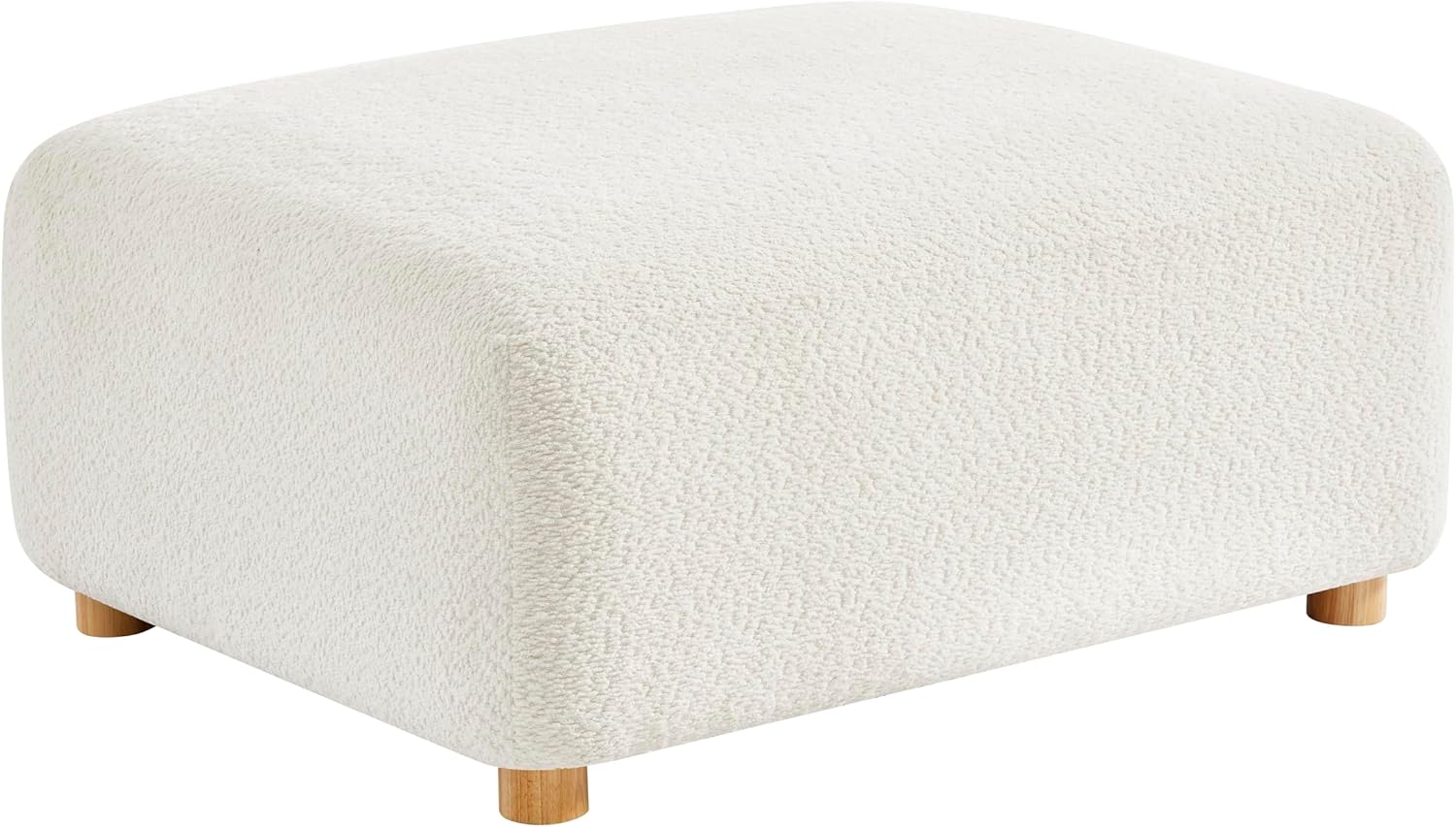 Modern Curved Sherpa Boucle Sofa, 3-Seater Comfy Cloud Couch with Wood Leg & Pillows, Minimalist Couch Sofas for Living Room, Apartment, Cream White