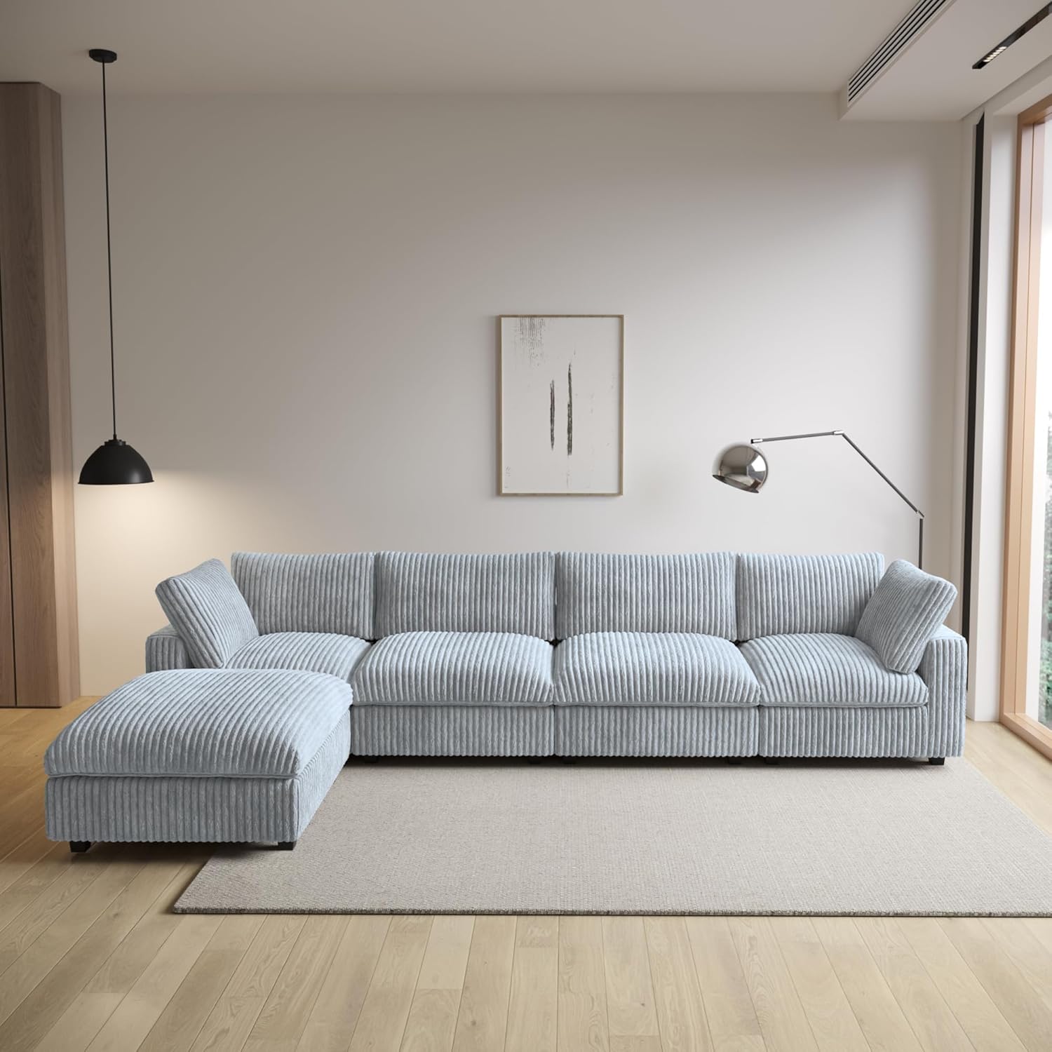  Cloud Couch Modular Sectional Sofa,157" Oversized 8 Seater Convertible Sofa,U Shaped Couch with Ottoman,Plush Sofas with 2 Chaise for Living Room,Covers Washable&Replaceable (Brown)