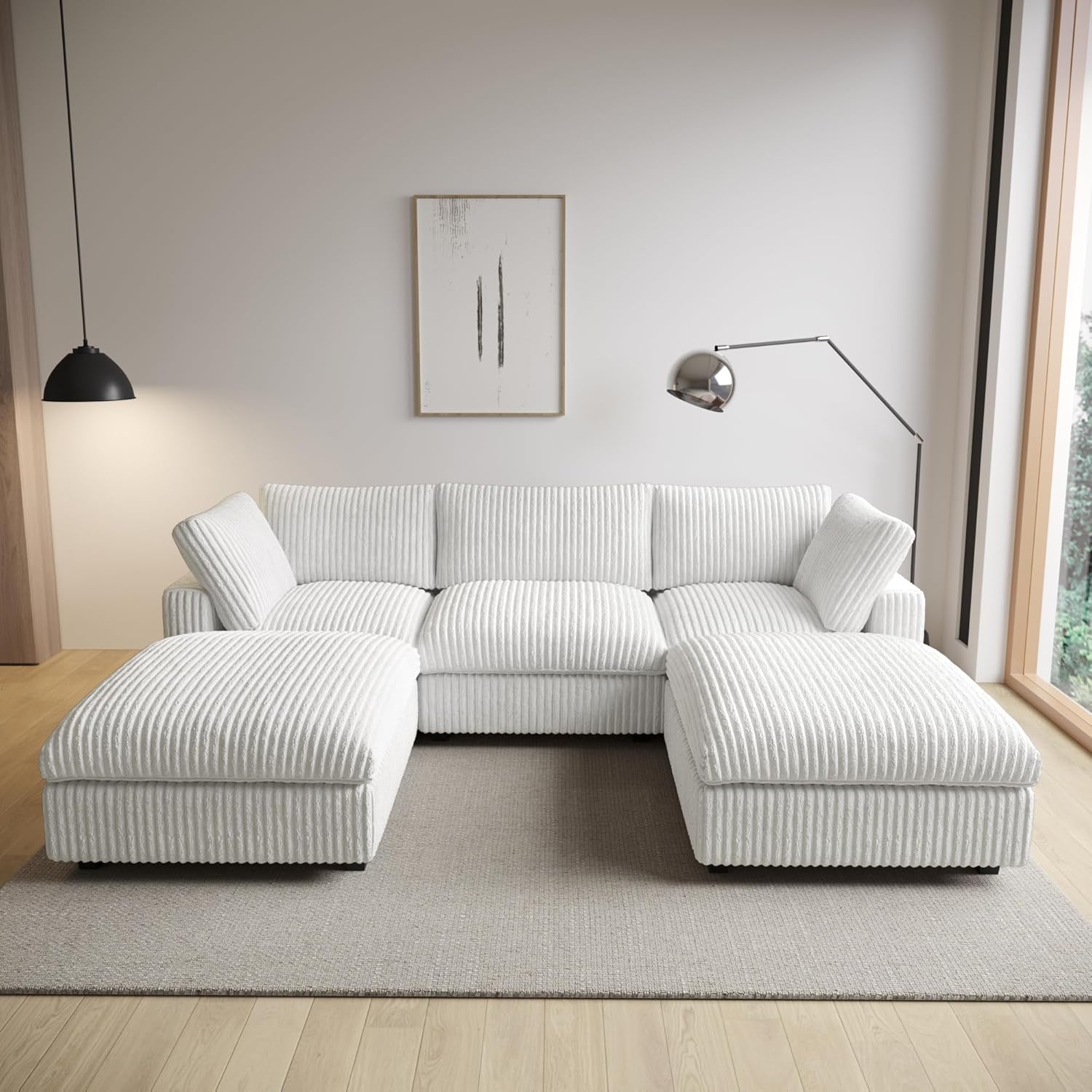  Cloud Couch Modular Sectional Sofa,157" Oversized 8 Seater Convertible Sofa,U Shaped Couch with Ottoman,Plush Sofas with 2 Chaise for Living Room,Covers Washable&Replaceable (Brown)