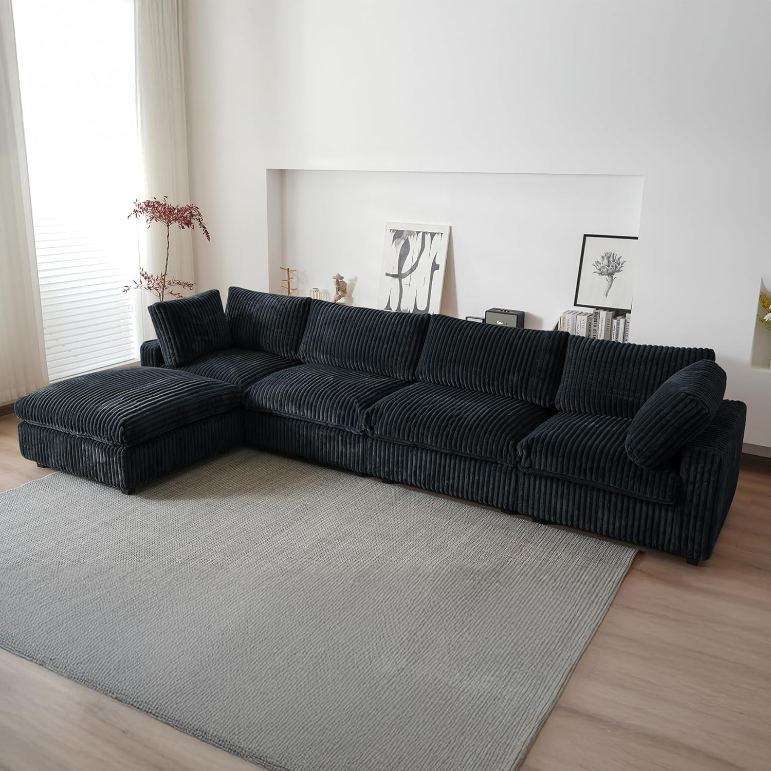  Cloud Couch Modular Sectional Sofa,157" Oversized 8 Seater Convertible Sofa,U Shaped Couch with Ottoman,Plush Sofas with 2 Chaise for Living Room,Covers Washable&Replaceable (Brown)