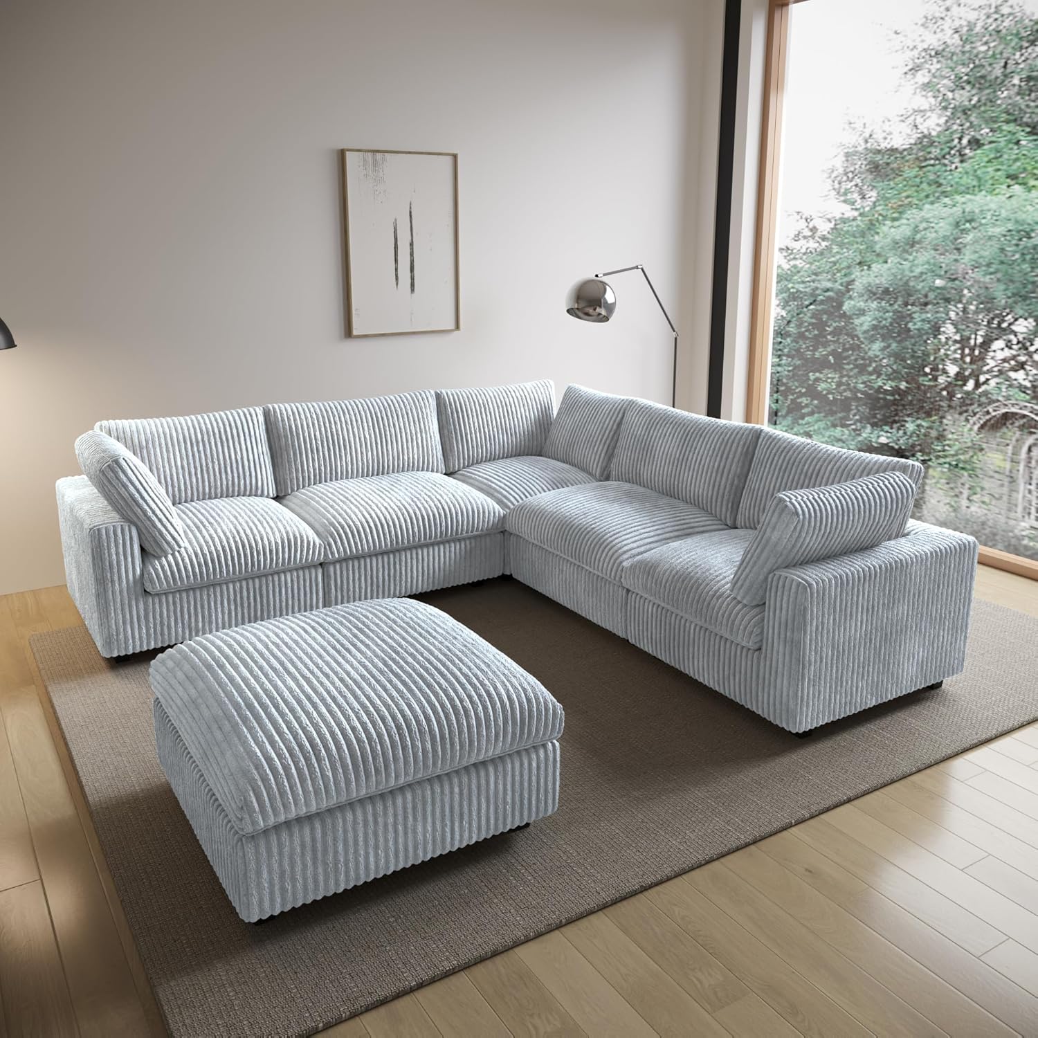  Cloud Couch Modular Sectional Sofa,157" Oversized 8 Seater Convertible Sofa,U Shaped Couch with Ottoman,Plush Sofas with 2 Chaise for Living Room,Covers Washable&Replaceable (Brown)