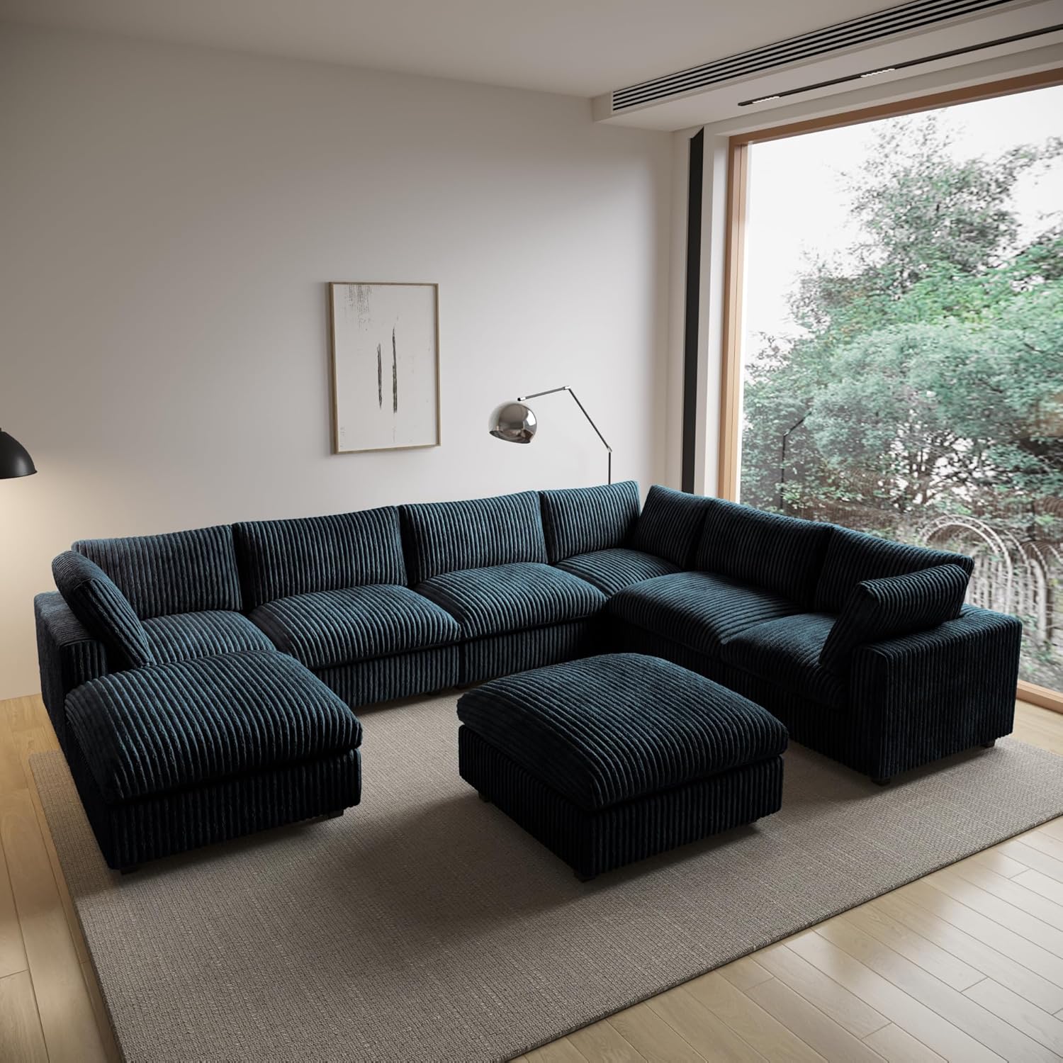  Cloud Couch Modular Sectional Sofa,157" Oversized 8 Seater Convertible Sofa,U Shaped Couch with Ottoman,Plush Sofas with 2 Chaise for Living Room,Covers Washable&Replaceable (Brown)