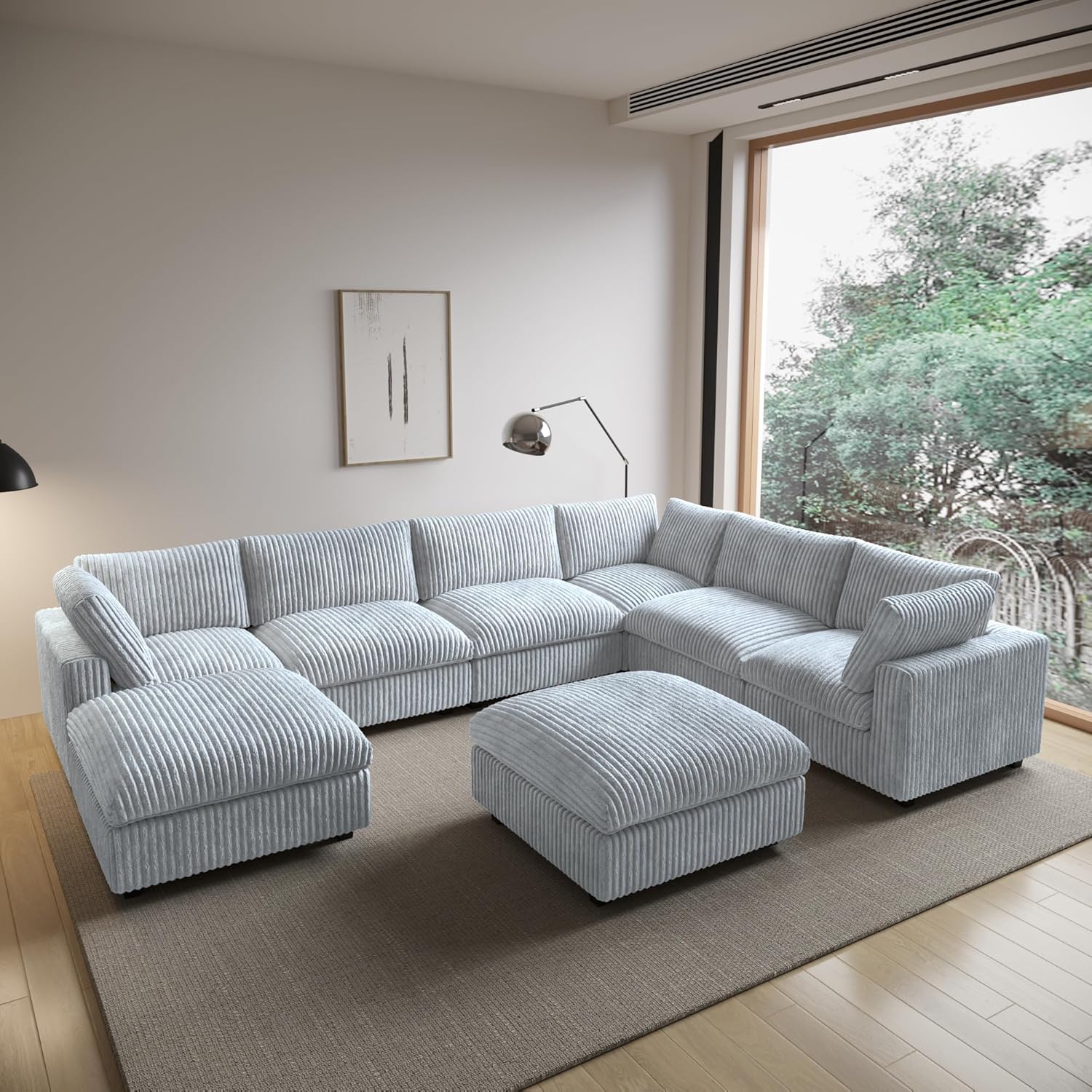  Cloud Couch Modular Sectional Sofa,157" Oversized 8 Seater Convertible Sofa,U Shaped Couch with Ottoman,Plush Sofas with 2 Chaise for Living Room,Covers Washable&Replaceable (Brown)