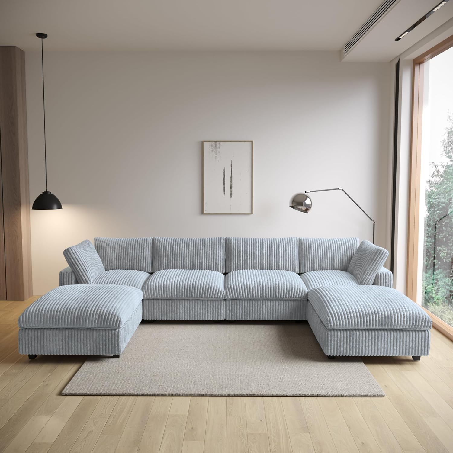  Cloud Couch Modular Sectional Sofa,157" Oversized 8 Seater Convertible Sofa,U Shaped Couch with Ottoman,Plush Sofas with 2 Chaise for Living Room,Covers Washable&Replaceable (Brown)