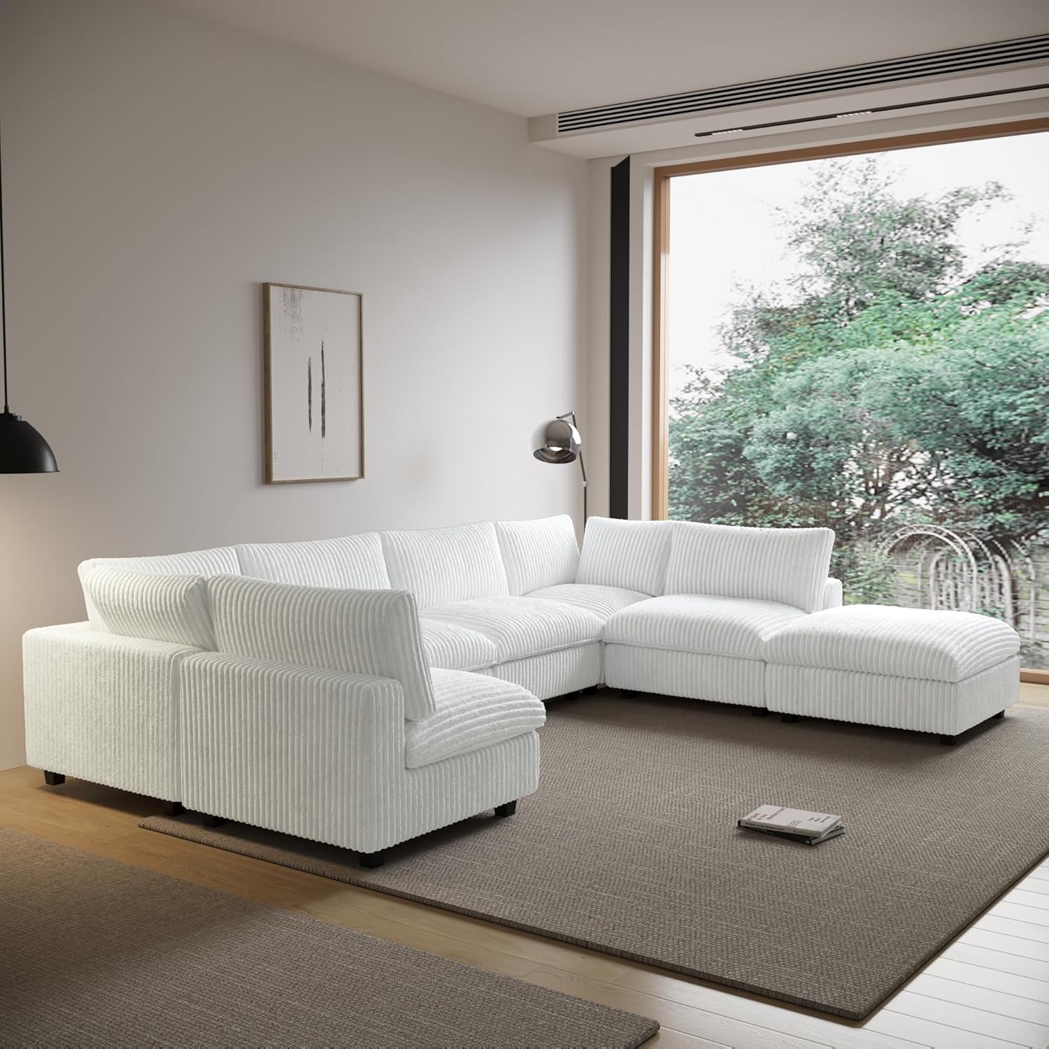  Cloud Couch Modular Sectional Sofa,157" Oversized 8 Seater Convertible Sofa,U Shaped Couch with Ottoman,Plush Sofas with 2 Chaise for Living Room,Covers Washable&Replaceable (Brown)