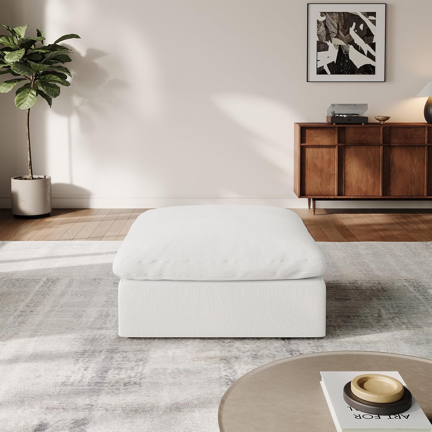 Cloud Modular Couch for Living Room,L Shape Linen Blend Sofas,Modern Deep Seat Cloud Sofas,Convertible Comfort Down Filled Sectional Couches,Removable Washable Cushion Covers,Light Biege