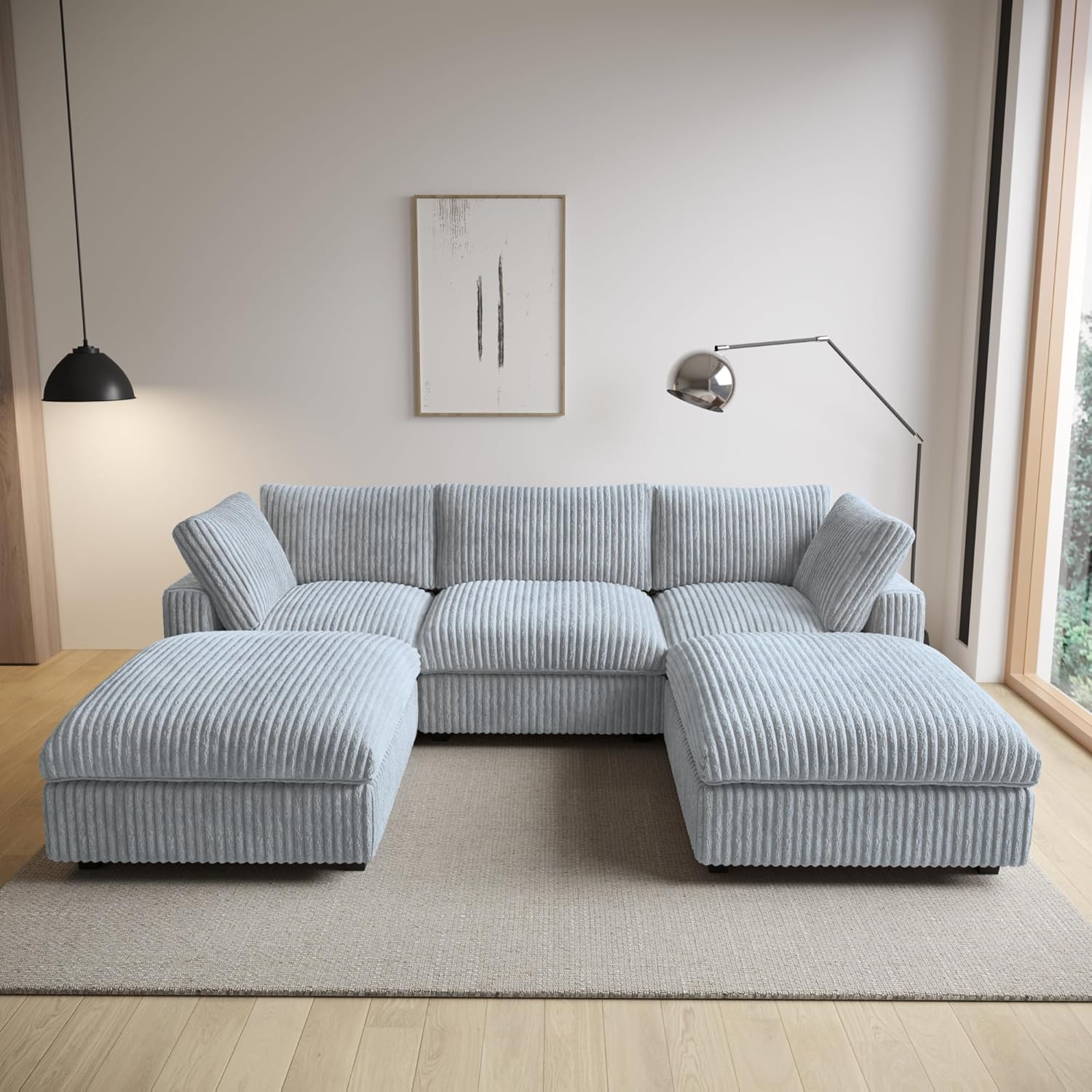  Cloud Couch Modular Sectional Sofa,157" Oversized 8 Seater Convertible Sofa,U Shaped Couch with Ottoman,Plush Sofas with 2 Chaise for Living Room,Covers Washable&Replaceable (Brown)