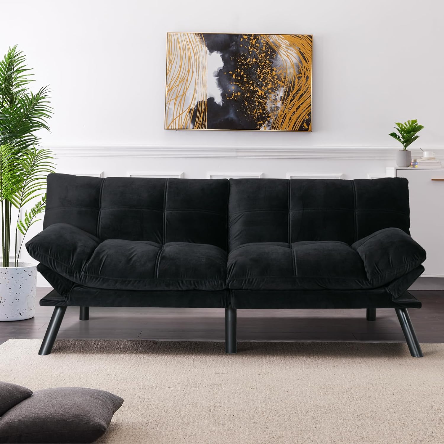 Sofa Modern Decor Comfy Love Seat Couches with USB Port and Pillow for Living Room, Bedroom, Apartment(Dark Blue)