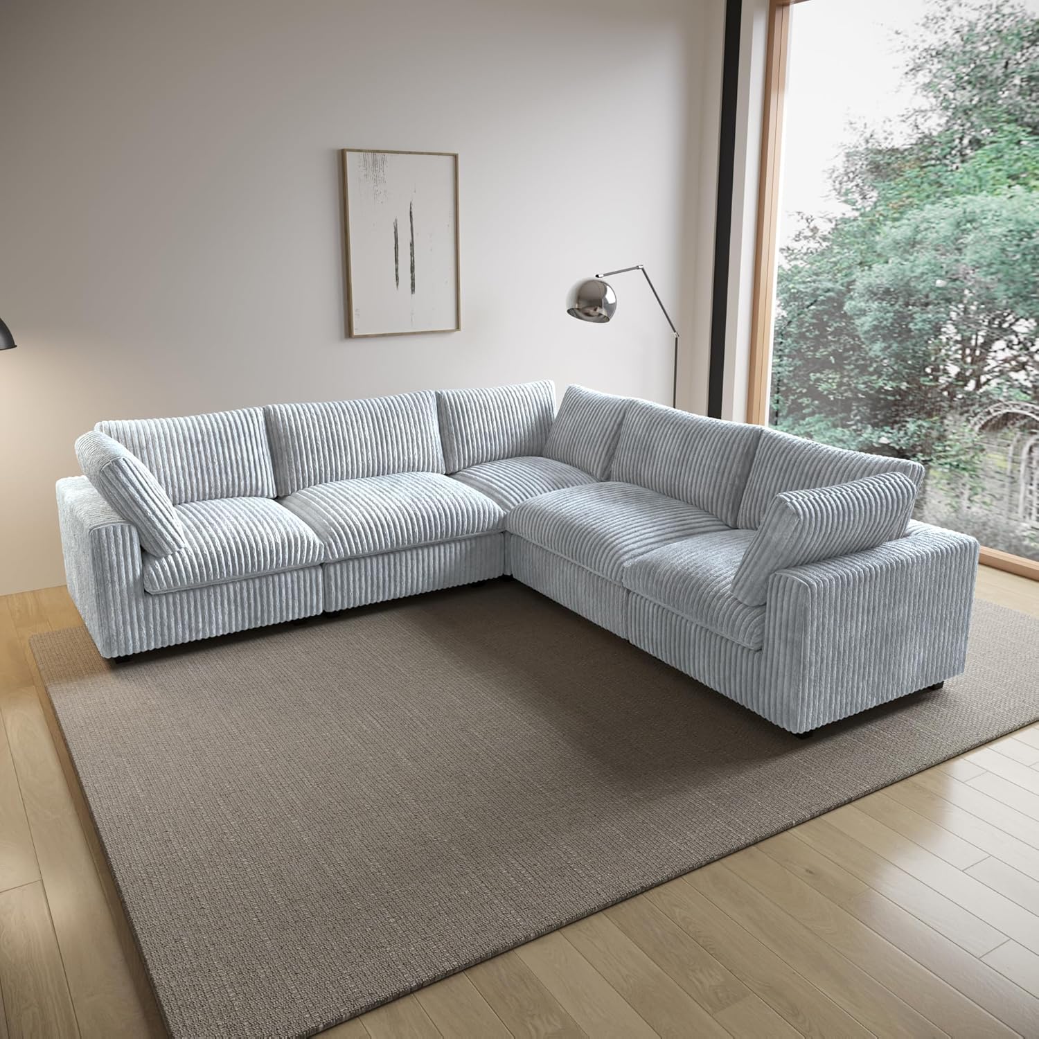  Cloud Couch Modular Sectional Sofa,157" Oversized 8 Seater Convertible Sofa,U Shaped Couch with Ottoman,Plush Sofas with 2 Chaise for Living Room,Covers Washable&Replaceable (Brown)