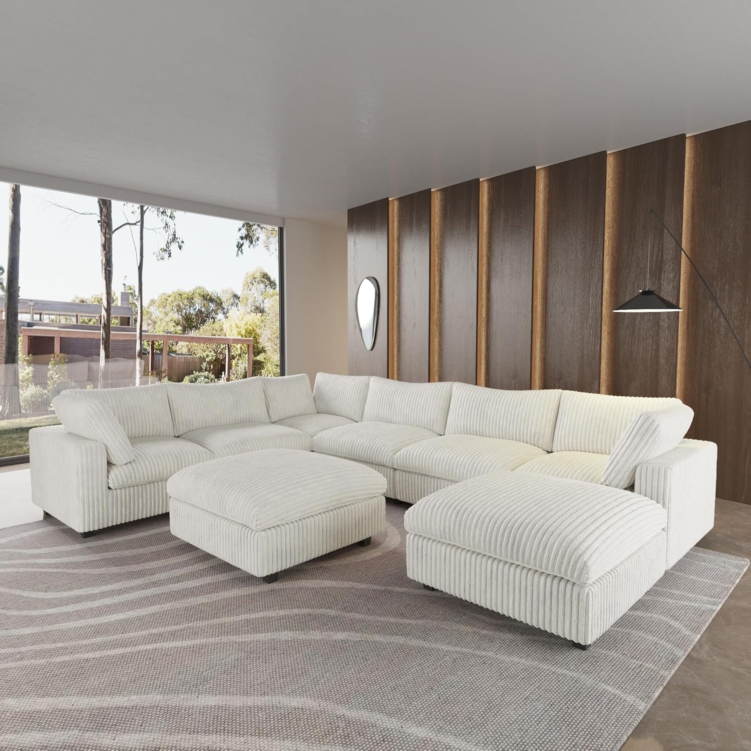  Cloud Couch Modular Sectional Sofa,157" Oversized 8 Seater Convertible Sofa,U Shaped Couch with Ottoman,Plush Sofas with 2 Chaise for Living Room,Covers Washable&Replaceable (Brown)