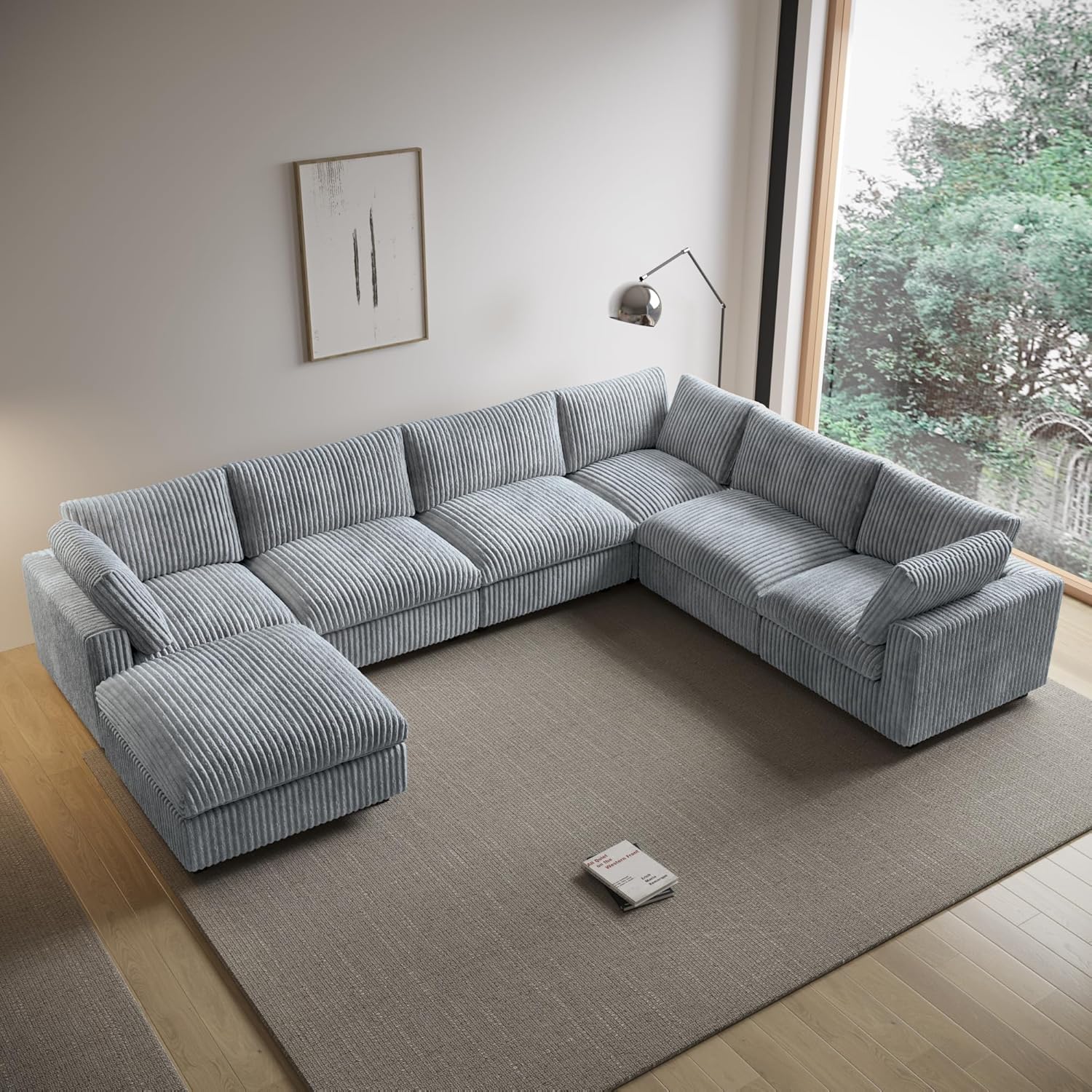  Cloud Couch Modular Sectional Sofa,157" Oversized 8 Seater Convertible Sofa,U Shaped Couch with Ottoman,Plush Sofas with 2 Chaise for Living Room,Covers Washable&Replaceable (Brown)