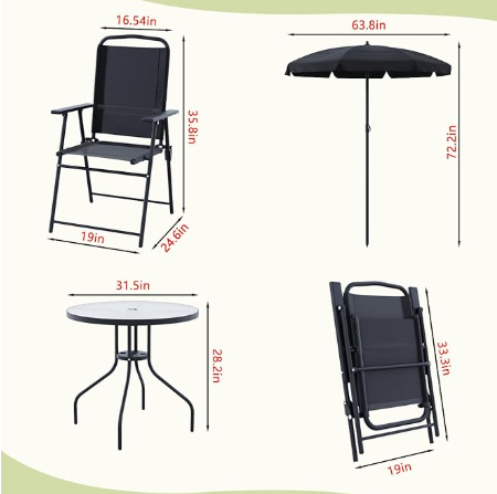 6 Pieces Patio Dining Set 