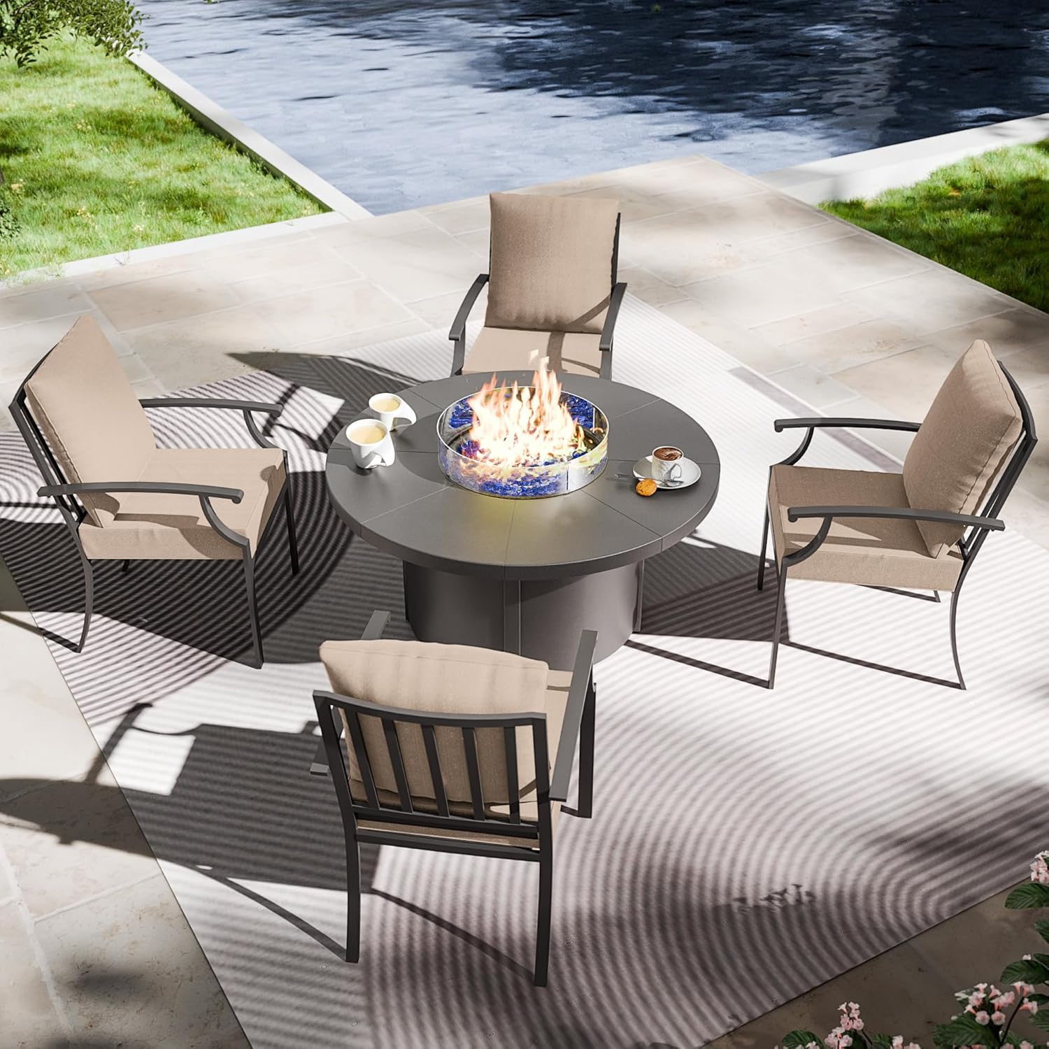 7 Piece Metal Outdoor Patio Furniture Set 