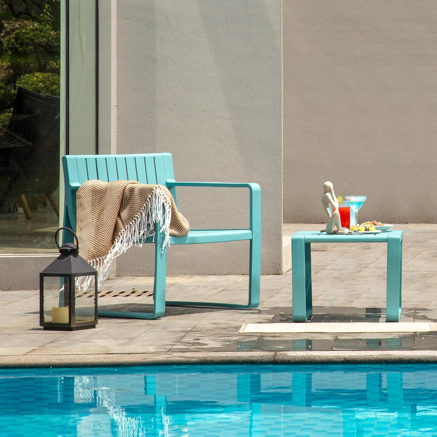Patio Furniture Set, 4 Pieces Outdoor Furniture Patio Table and Chairs Set, Patio Chairs Set of 4 Patio Conversation Sets Balcony Bistro Set Porch Furniture for Lawn Garden Poolside
