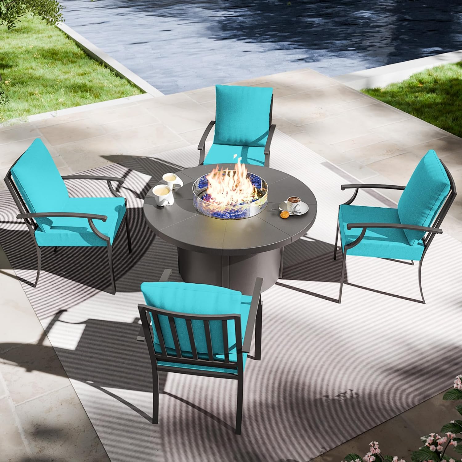 7 Piece Metal Outdoor Patio Furniture Set 