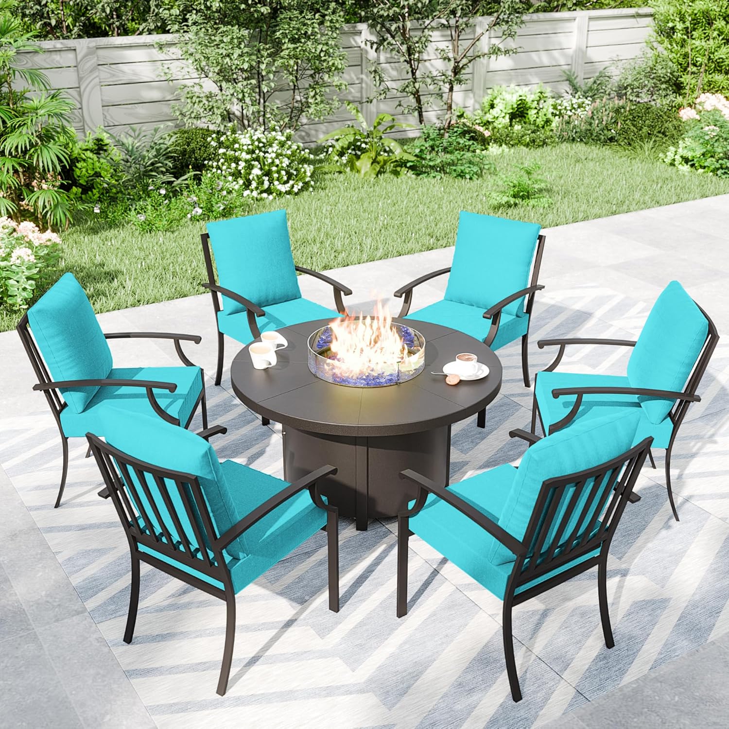 7 Piece Metal Outdoor Patio Furniture Set 