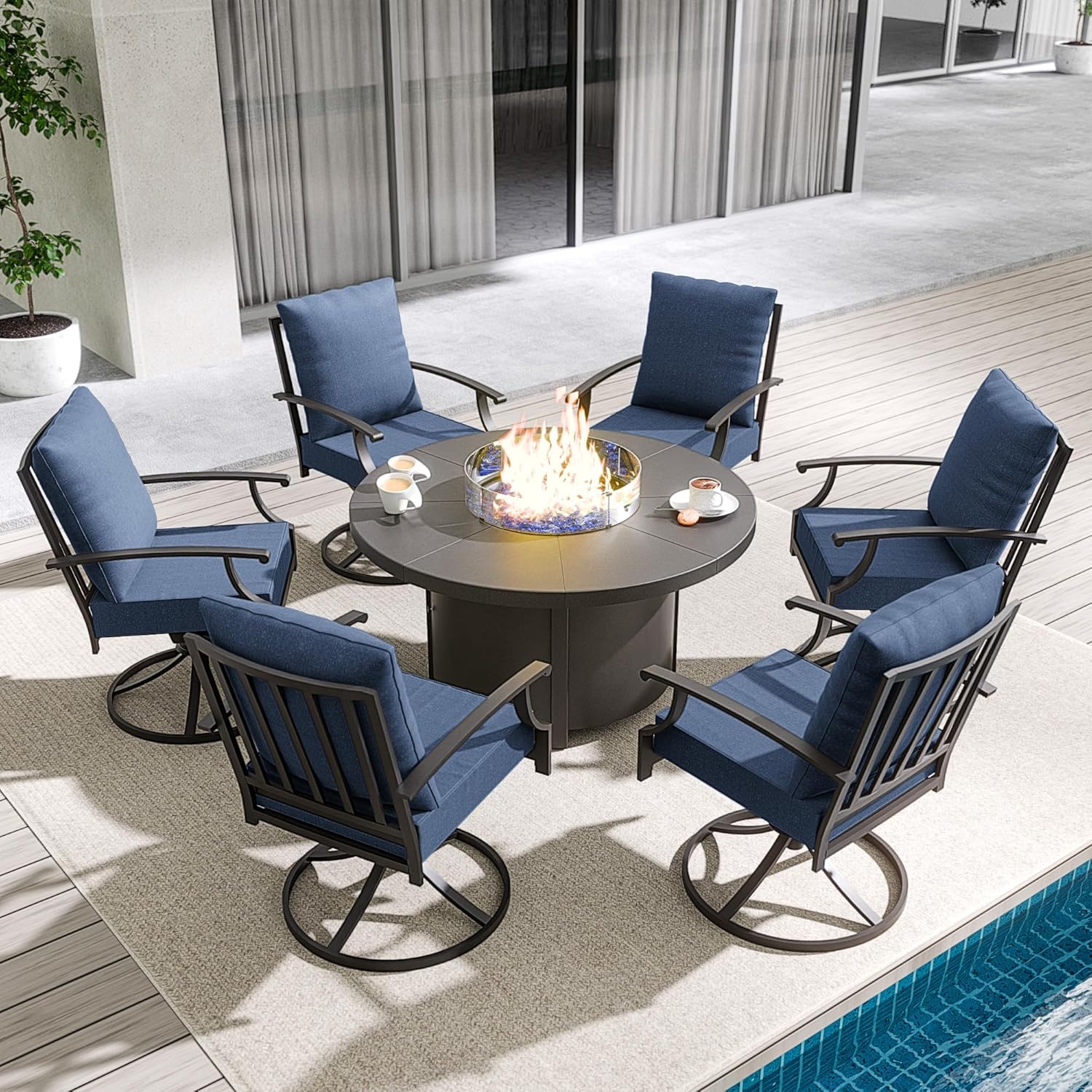 7 Piece Metal Outdoor Patio Furniture Set 
