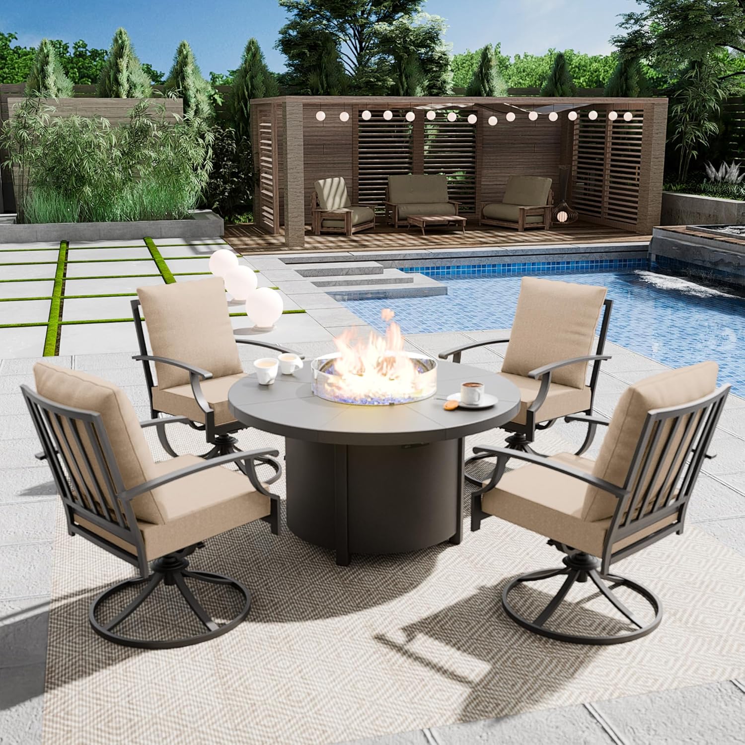 7 Piece Metal Outdoor Patio Furniture Set 