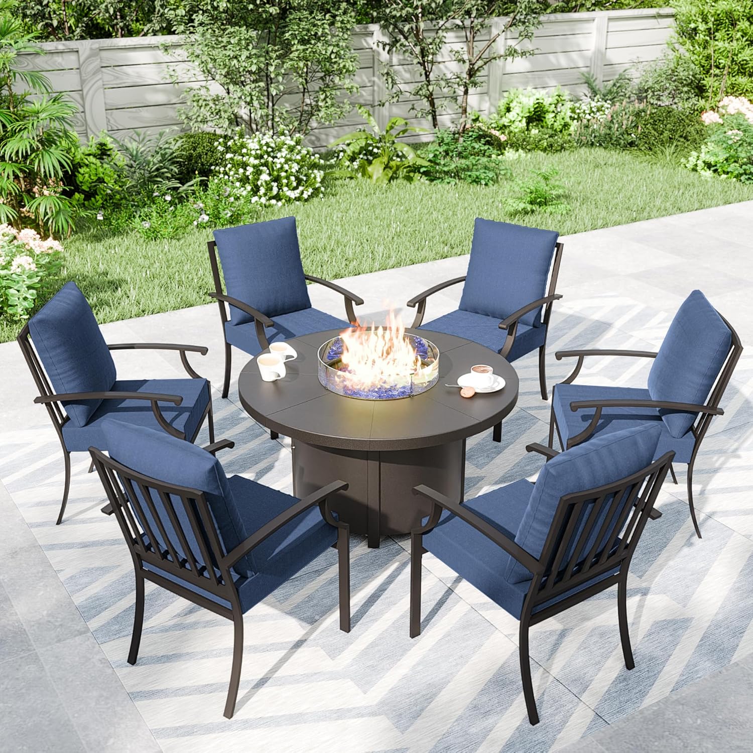 7 Piece Metal Outdoor Patio Furniture Set 