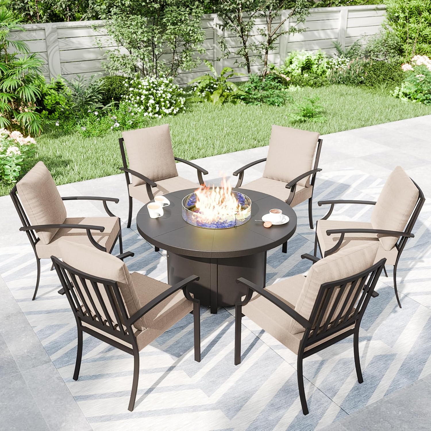 7 Piece Metal Outdoor Patio Furniture Set 