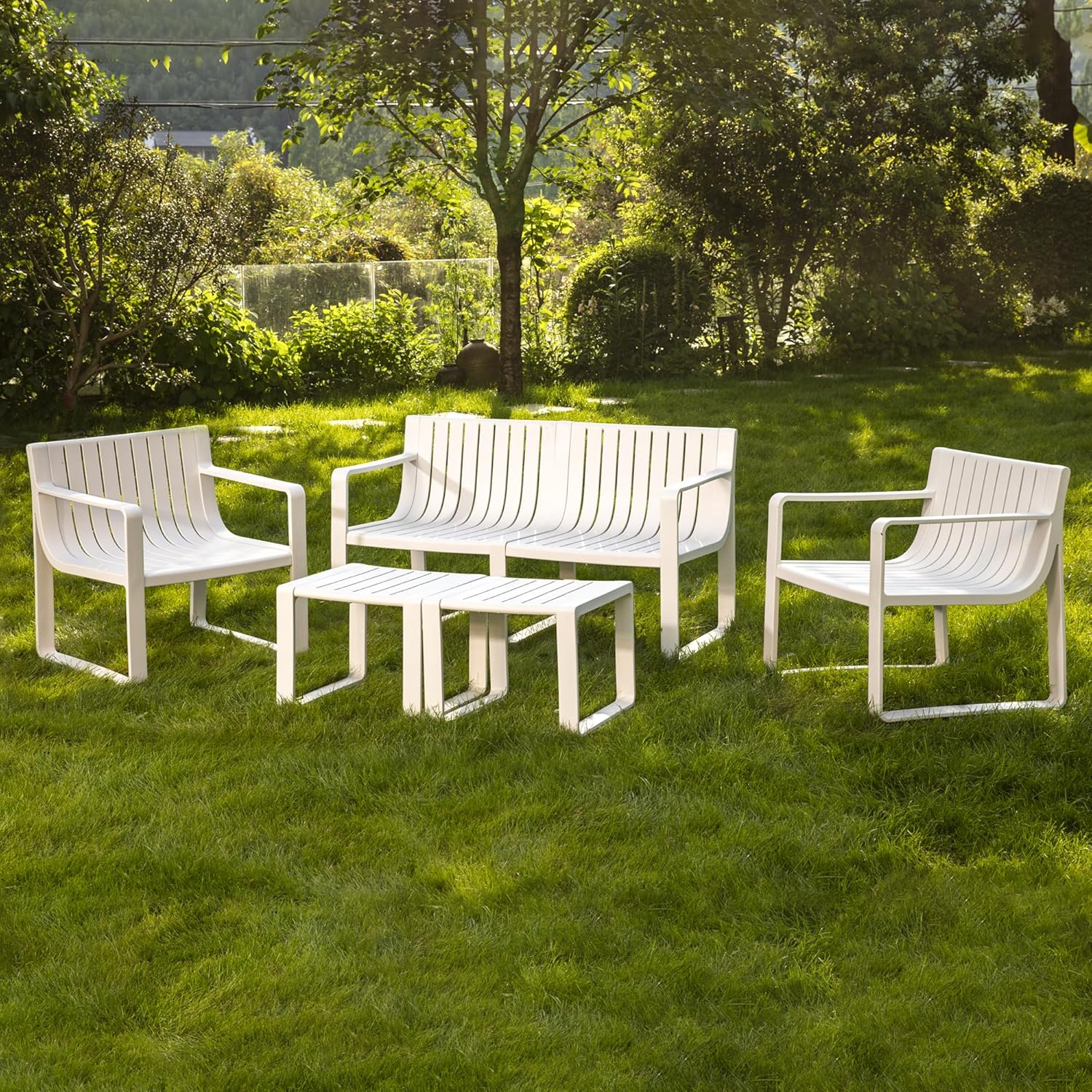 Patio Furniture Set, 4 Pieces Outdoor Furniture Patio Table and Chairs Set, Patio Chairs Set of 4 Patio Conversation Sets Balcony Bistro Set Porch Furniture for Lawn Garden Poolside