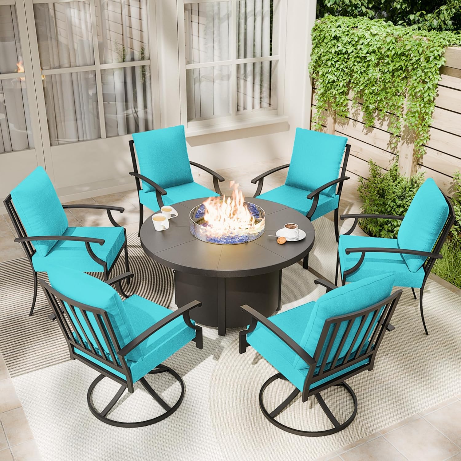 7 Piece Metal Outdoor Patio Furniture Set 