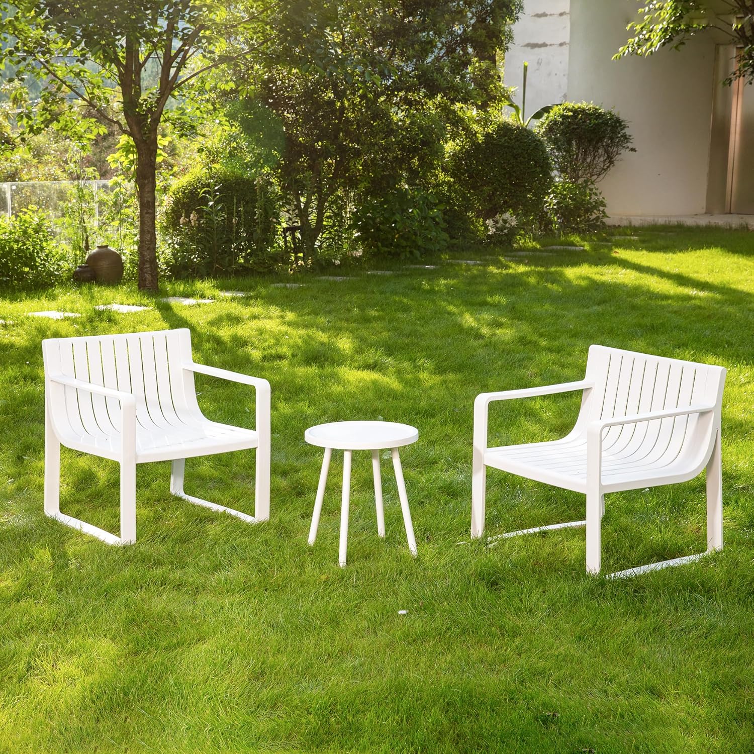 Patio Furniture Set, 4 Pieces Outdoor Furniture Patio Table and Chairs Set, Patio Chairs Set of 4 Patio Conversation Sets Balcony Bistro Set Porch Furniture for Lawn Garden Poolside