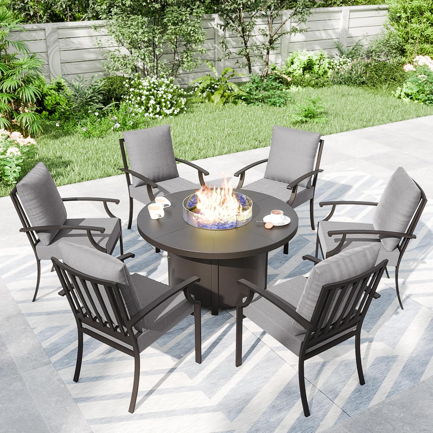 7 Piece Metal Outdoor Patio Furniture Set 