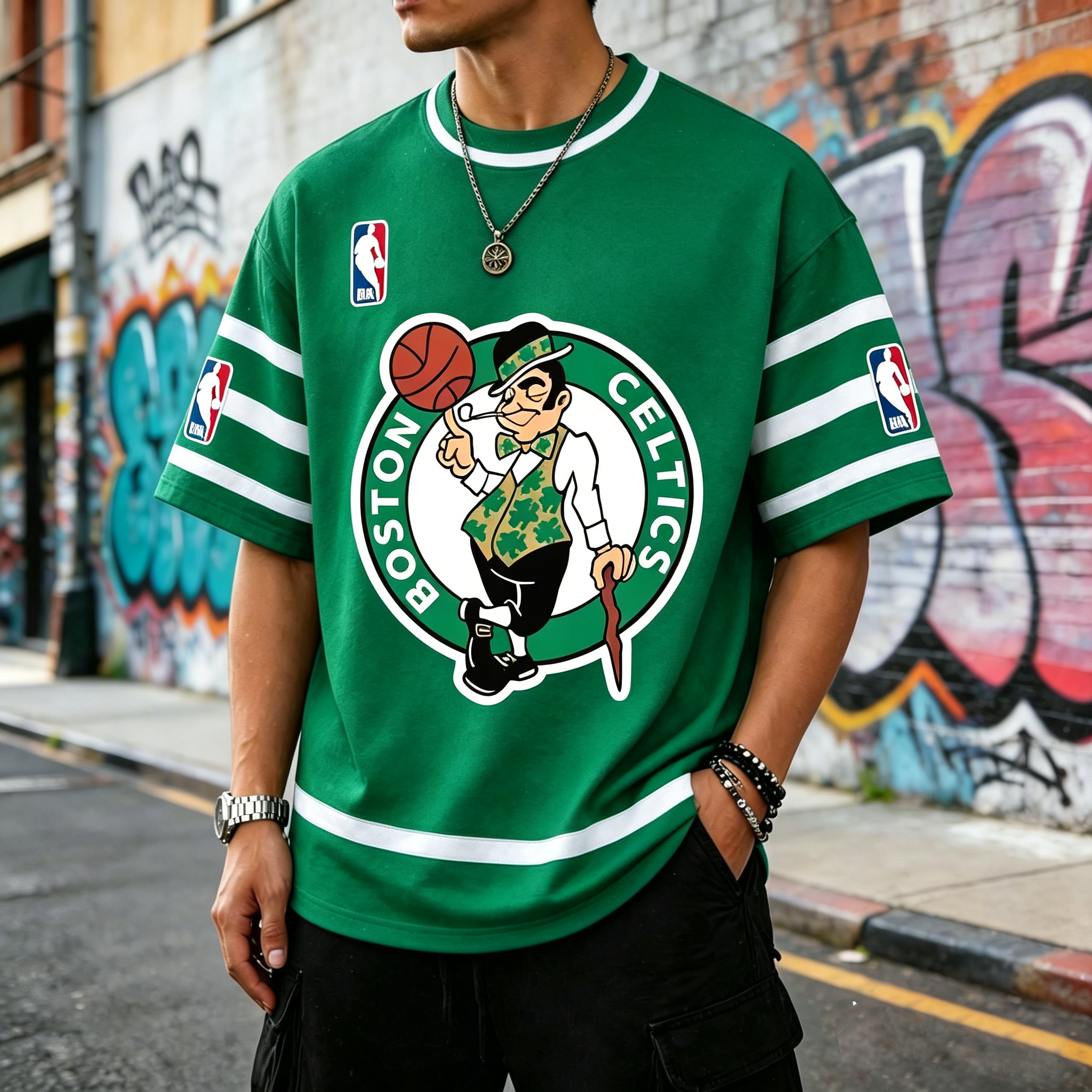 Boston Celtics basketball-themed Tee