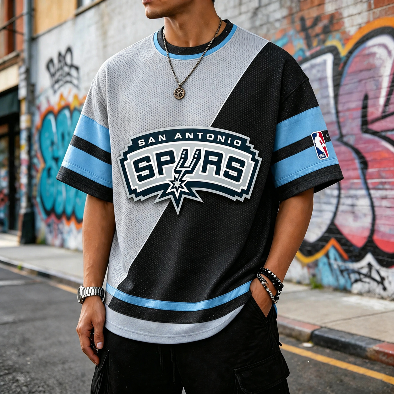 Spurs basketball-themed Tee